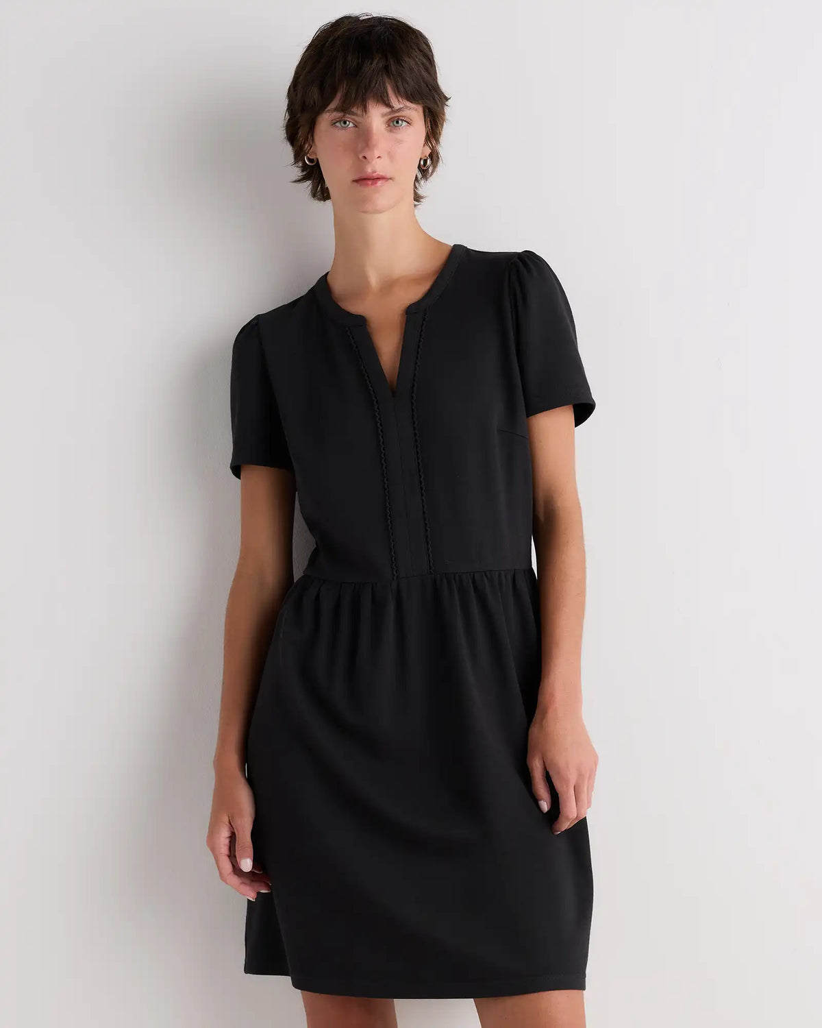 Tencel Modal Knit V-Neck Mini Dress