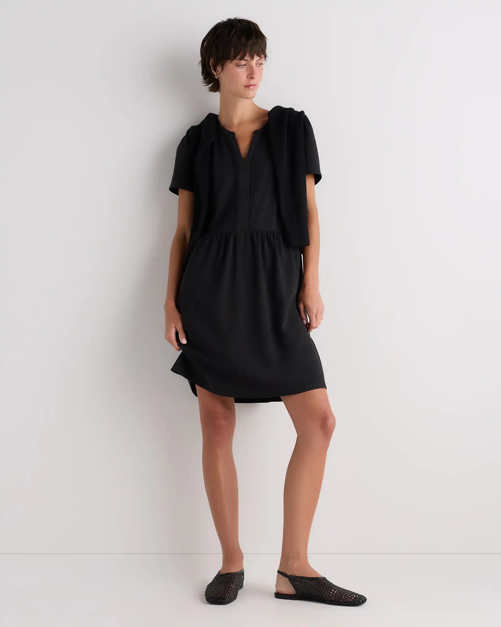 Tencel Modal Knit V-Neck Mini Dress