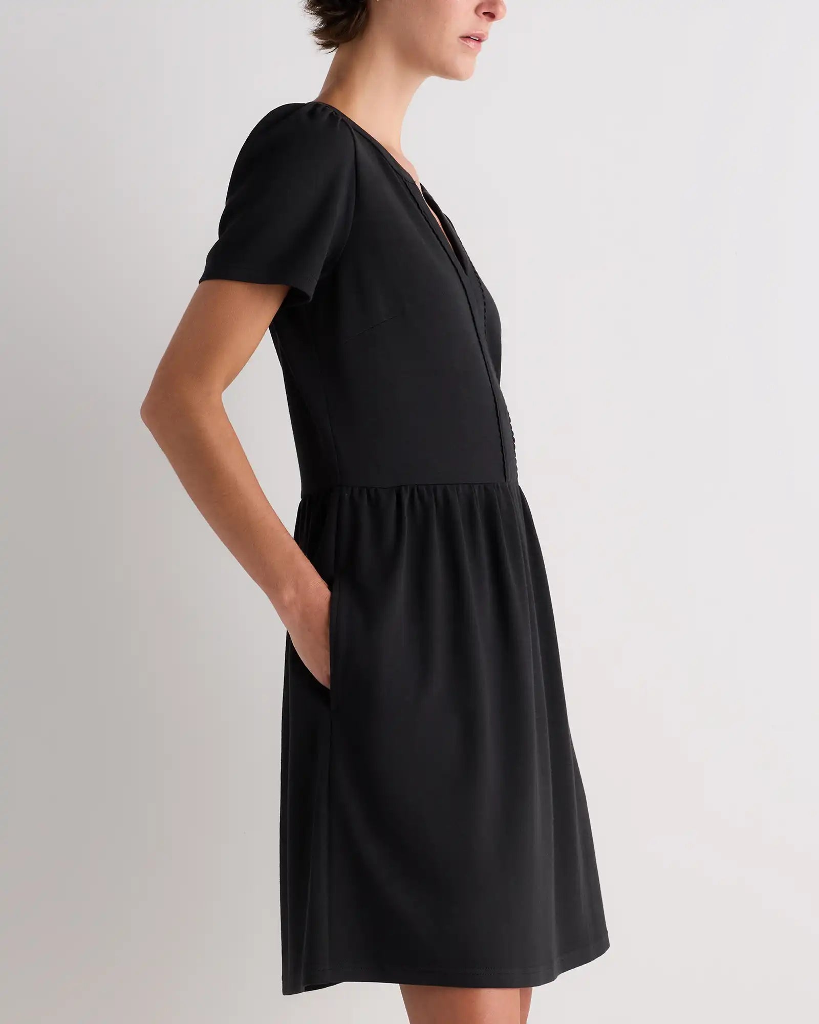 Tencel Modal Knit V-Neck Mini Dress