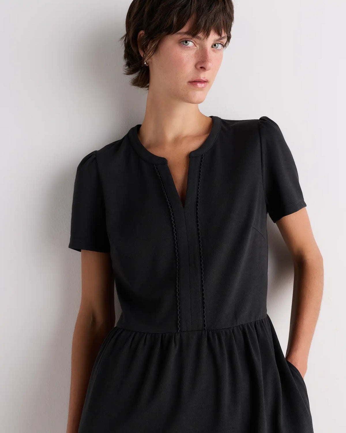 Tencel Modal Knit V-Neck Mini Dress