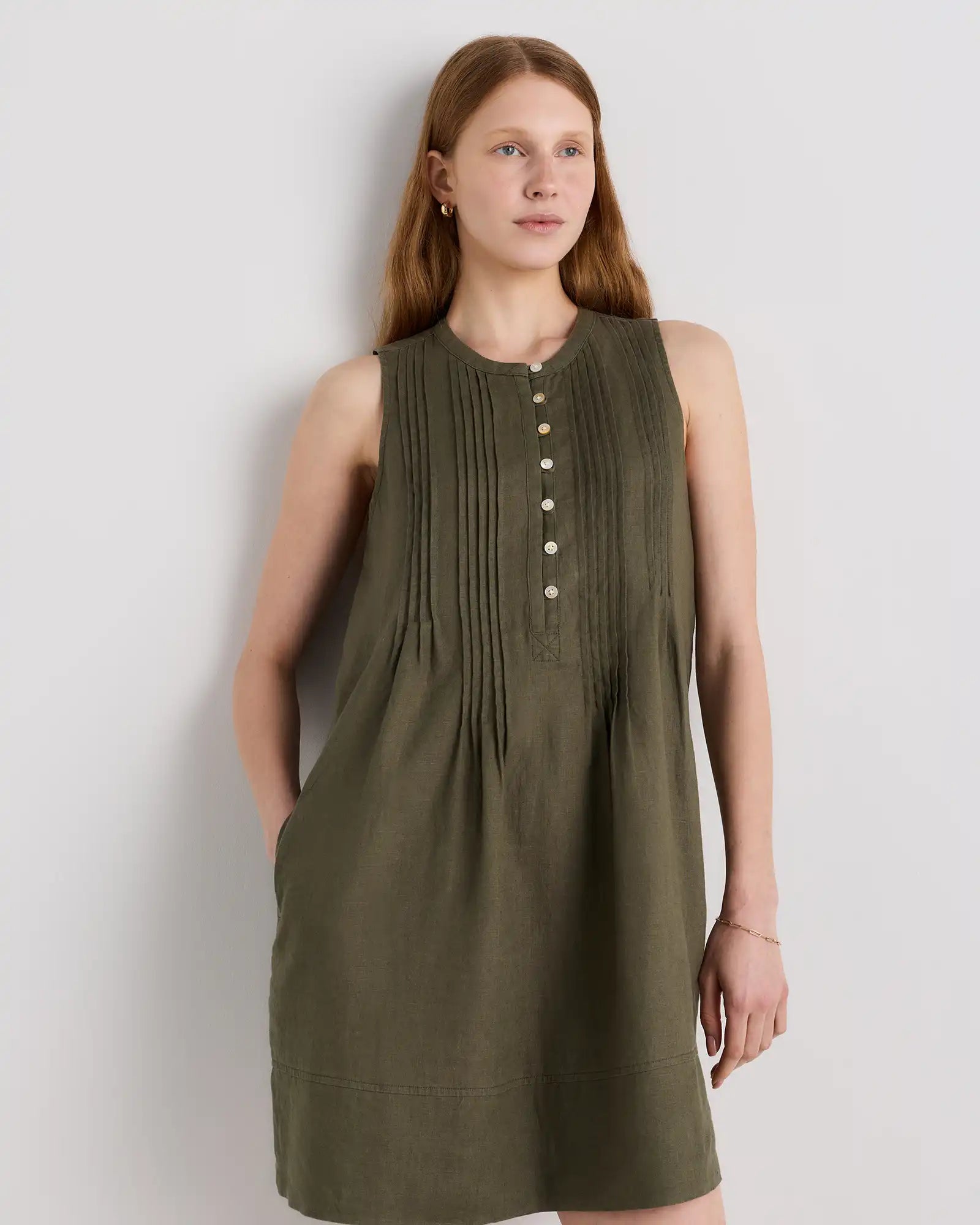 100% European Linen Sleeveless Swing Dress