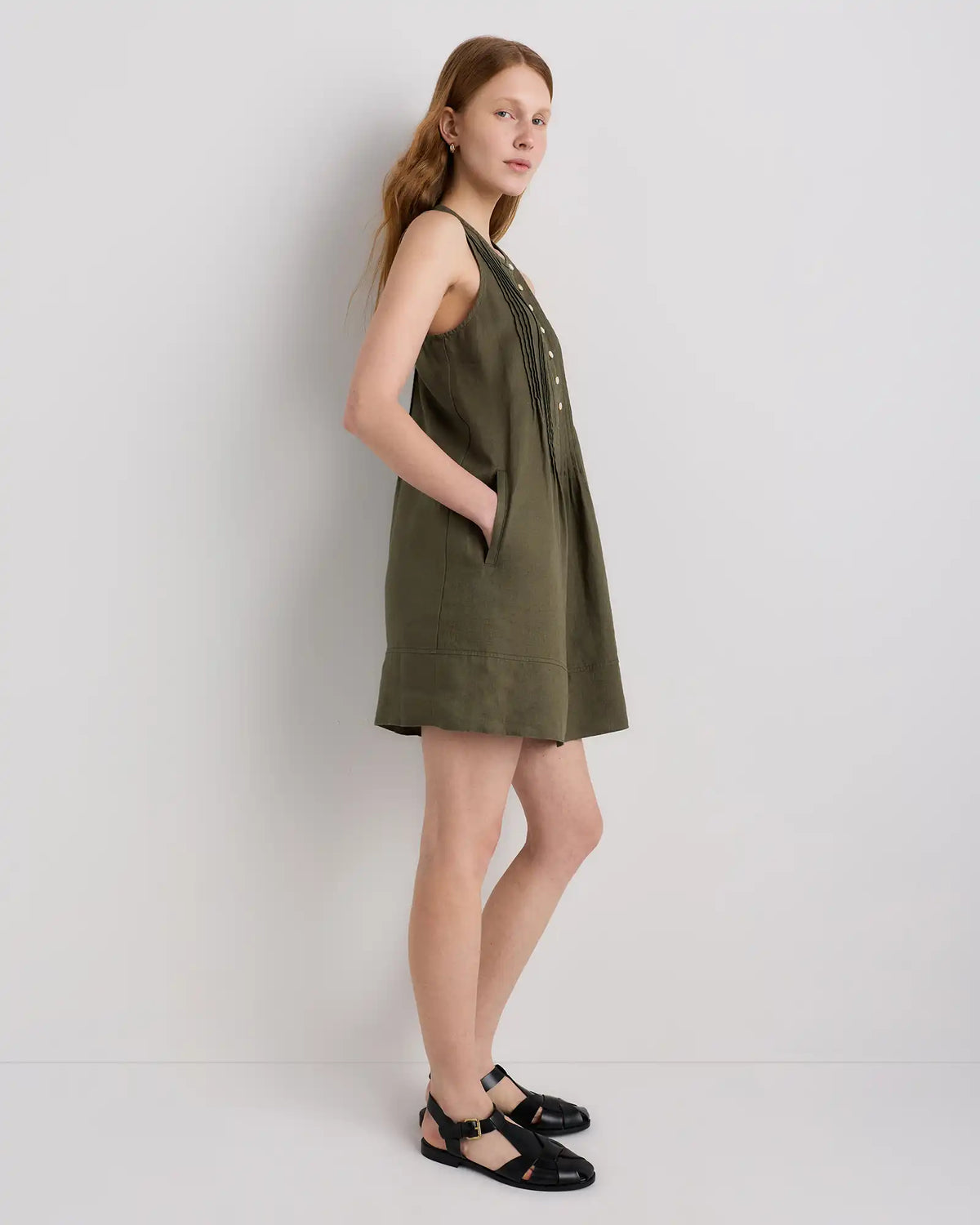 100% European Linen Sleeveless Swing Dress