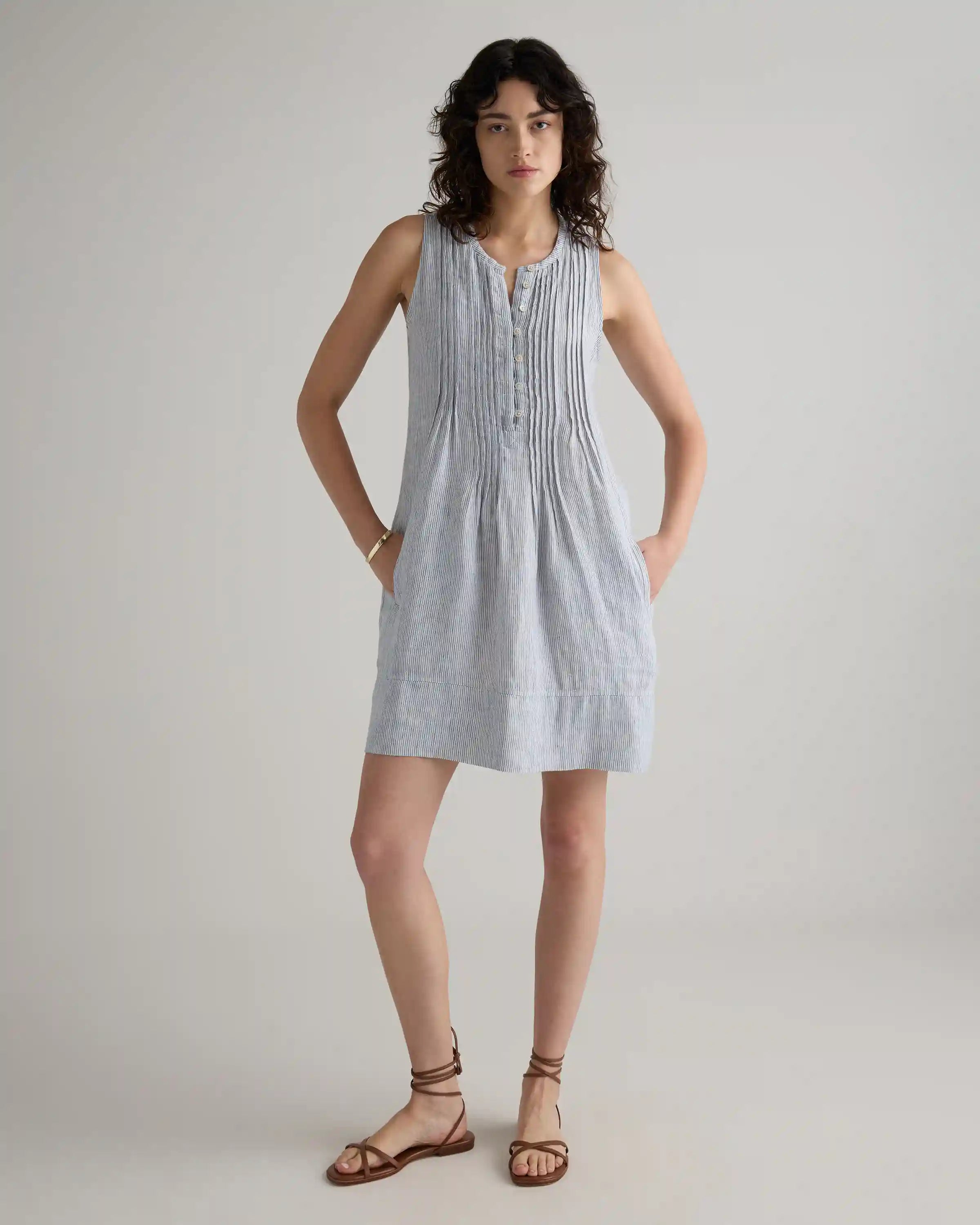 100% European Linen Sleeveless Swing Dress