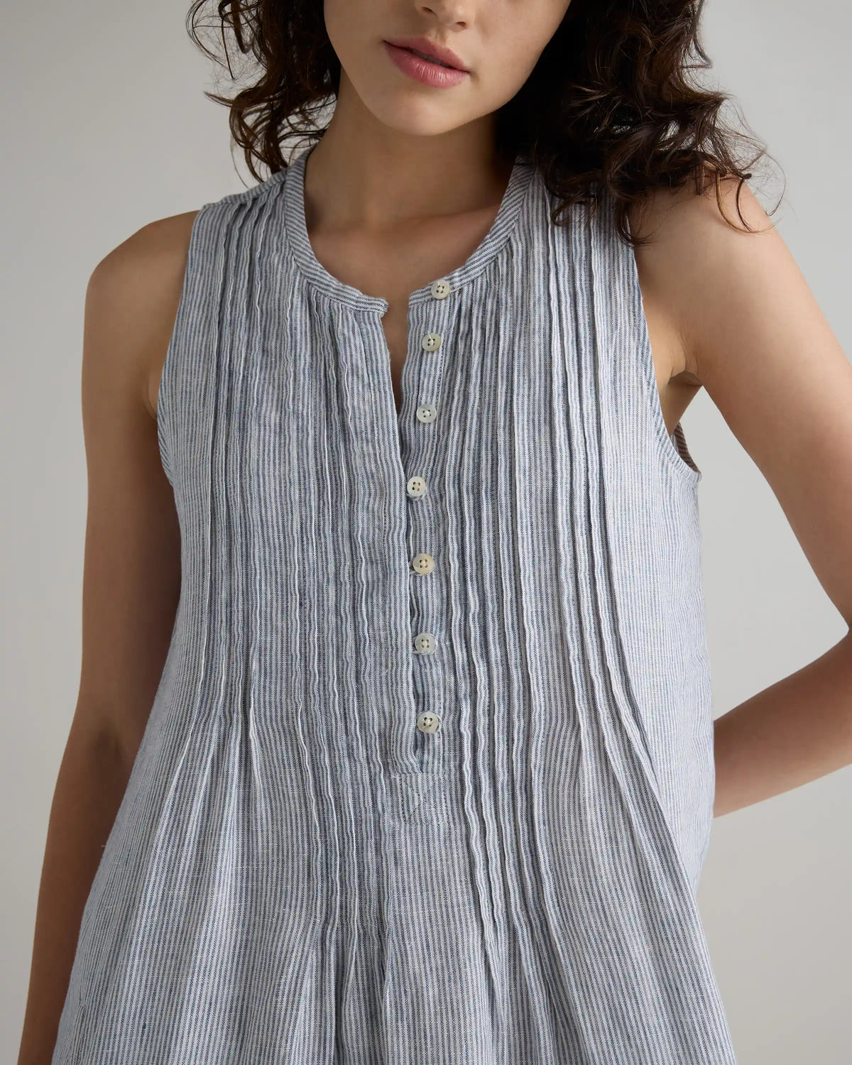 100% European Linen Sleeveless Swing Dress