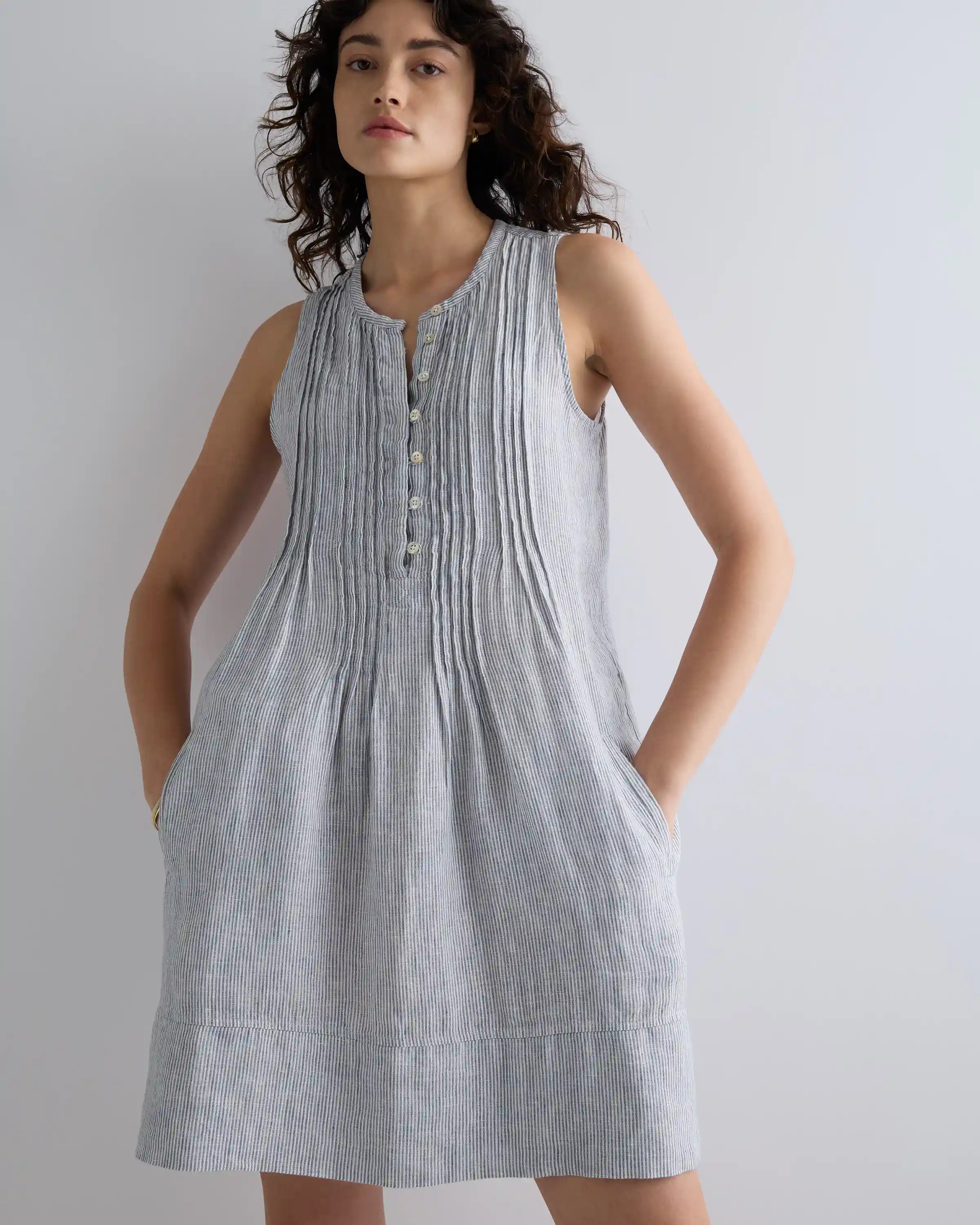 100% European Linen Sleeveless Swing Dress