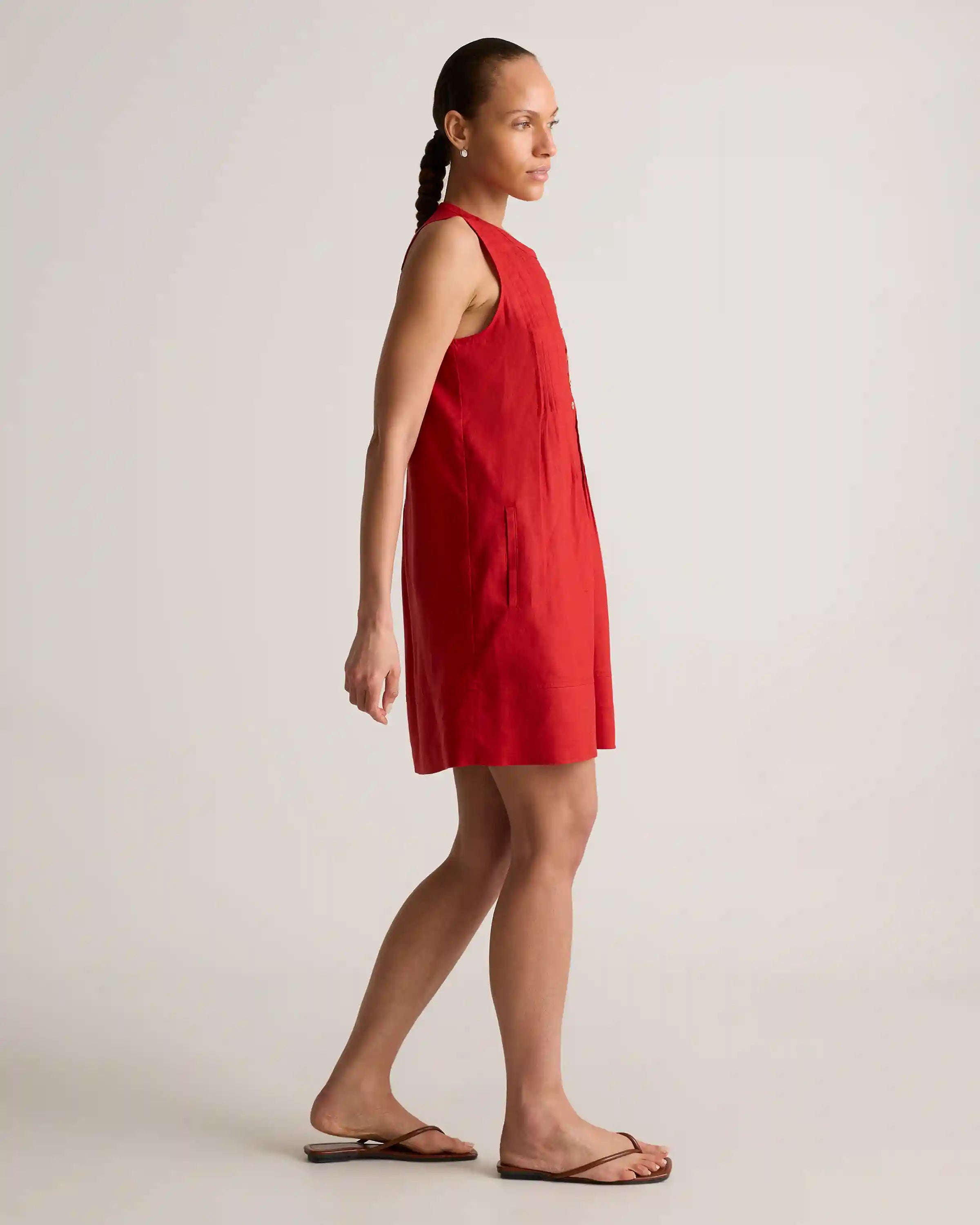 100% European Linen Sleeveless Swing Dress