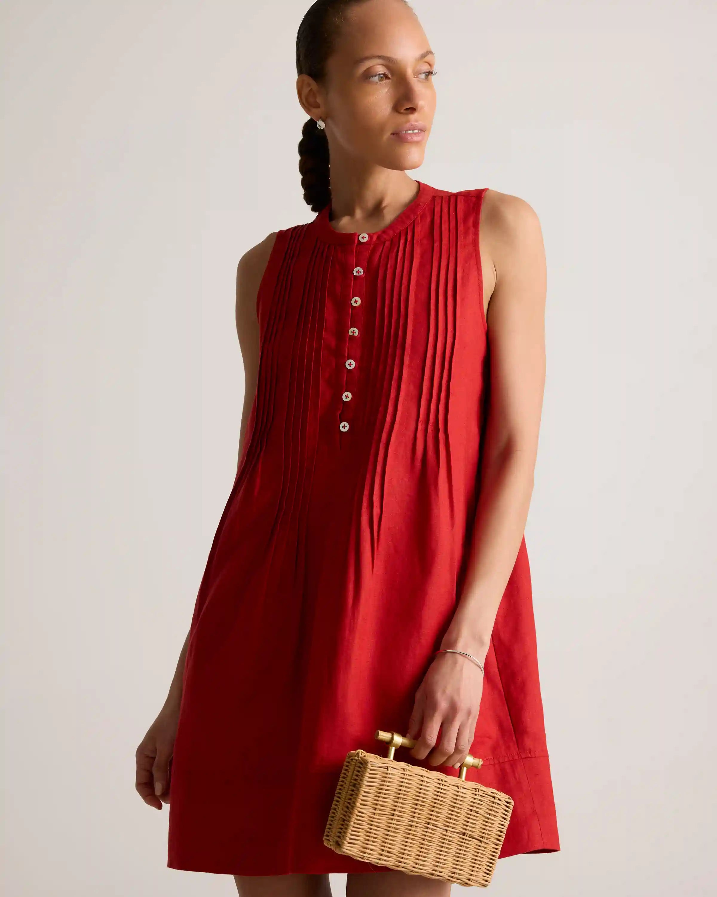 100% European Linen Sleeveless Swing Dress