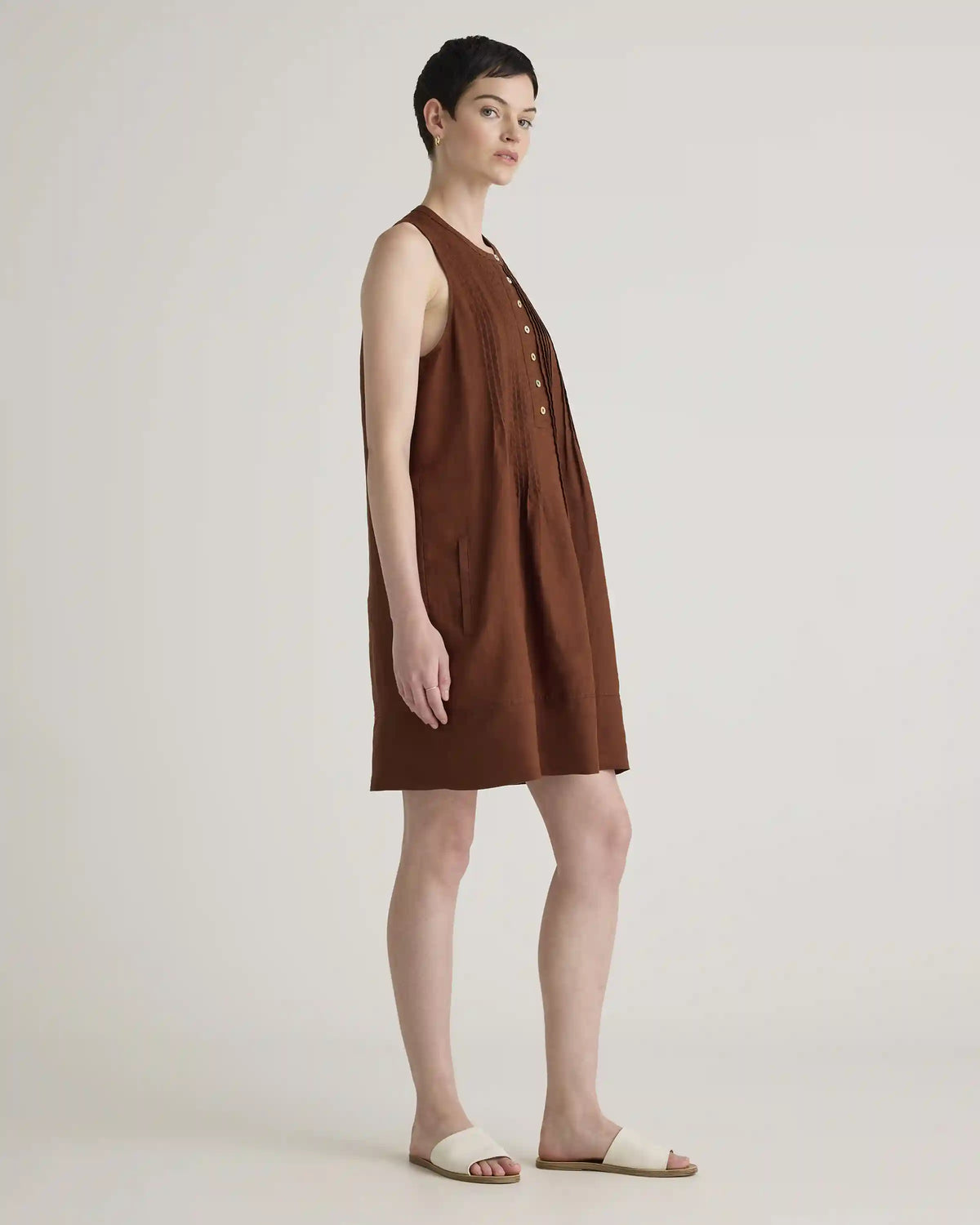 100% European Linen Sleeveless Swing Dress