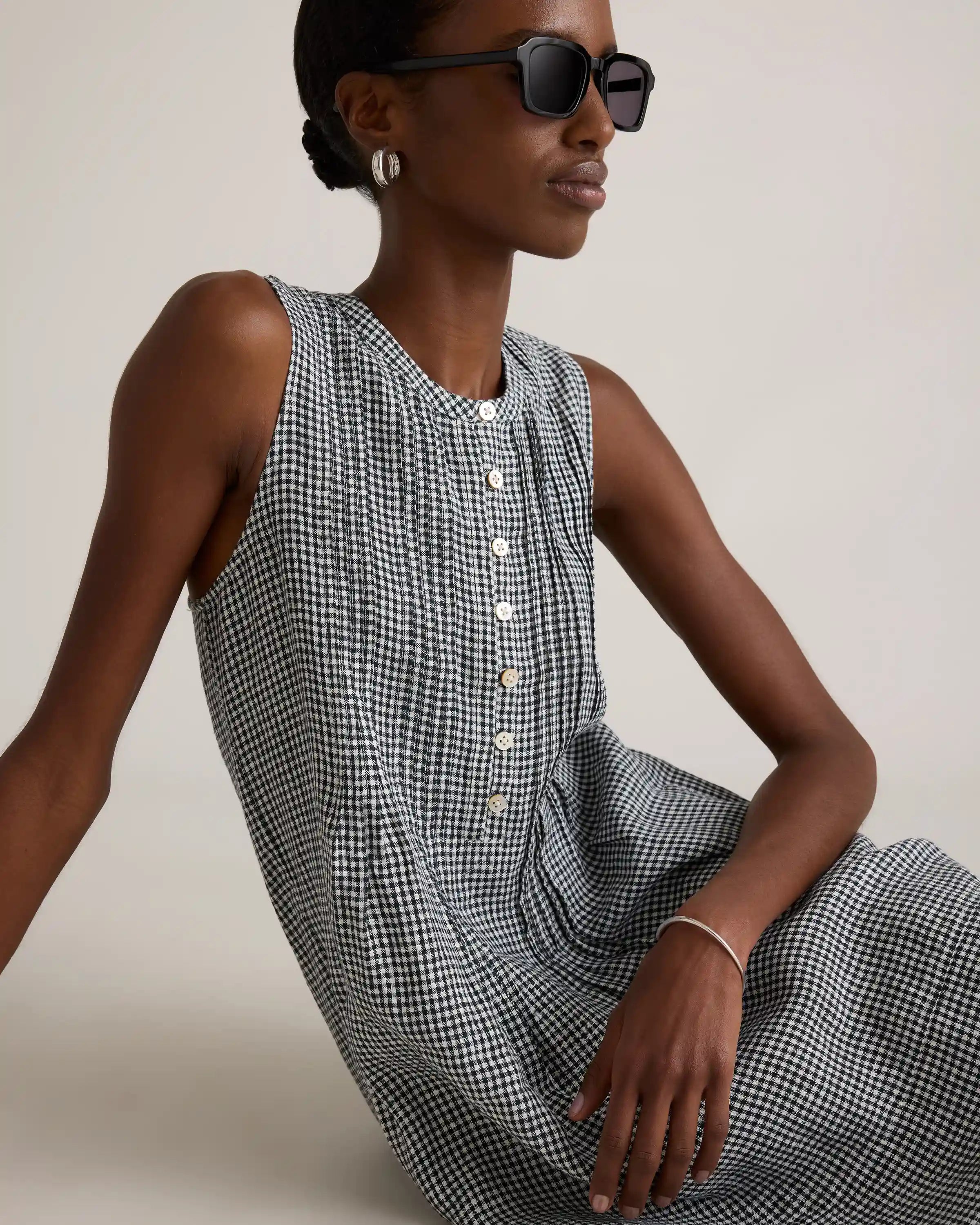 100% European Linen Sleeveless Swing Dress