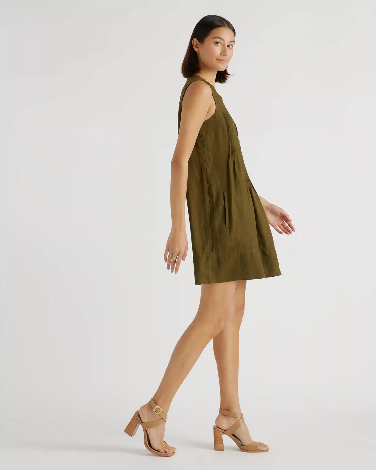 100% European Linen Sleeveless Swing Dress