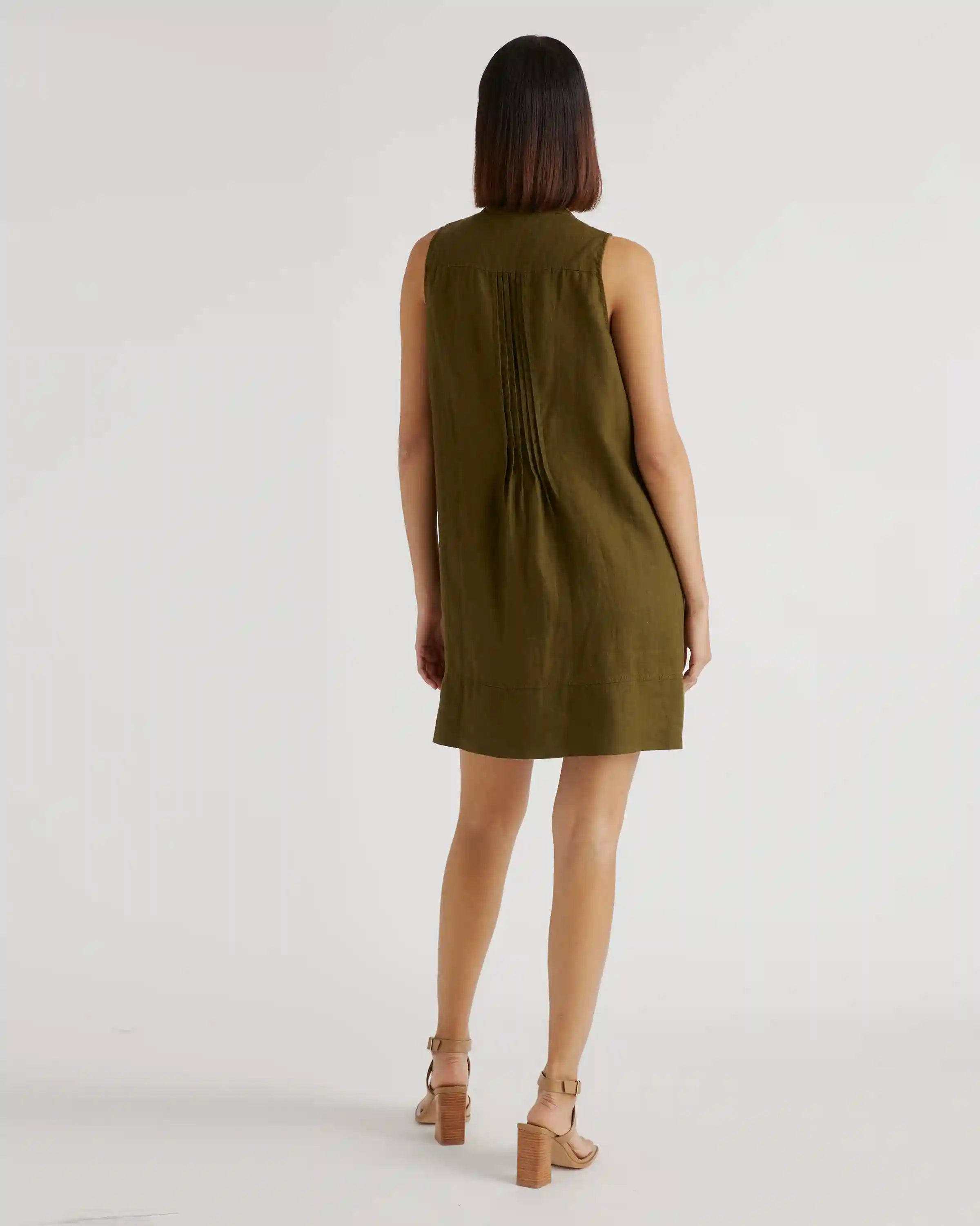 100% European Linen Sleeveless Swing Dress