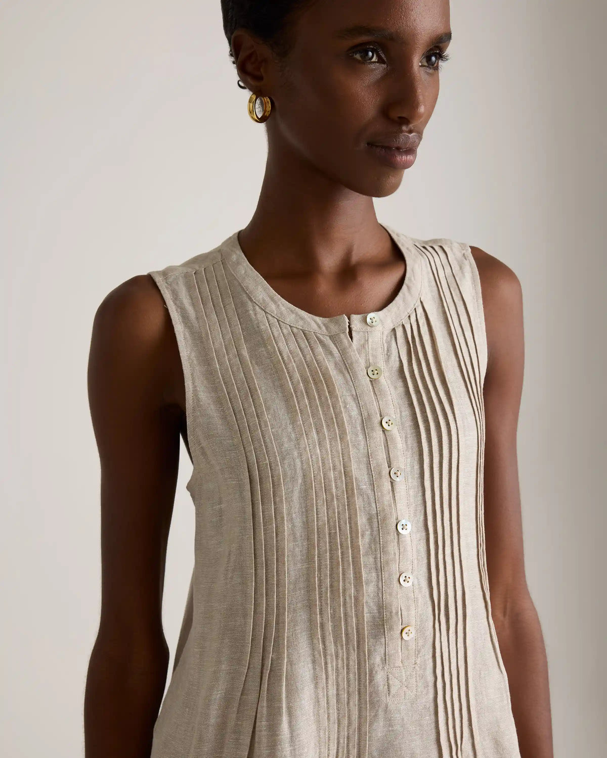 100% European Linen Sleeveless Swing Dress