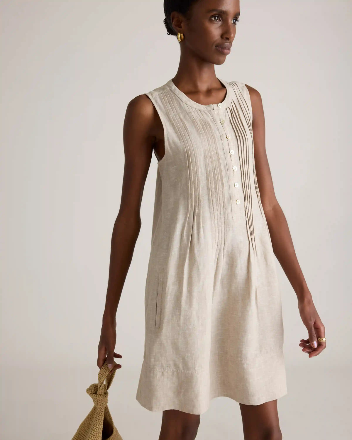 100% European Linen Sleeveless Swing Dress