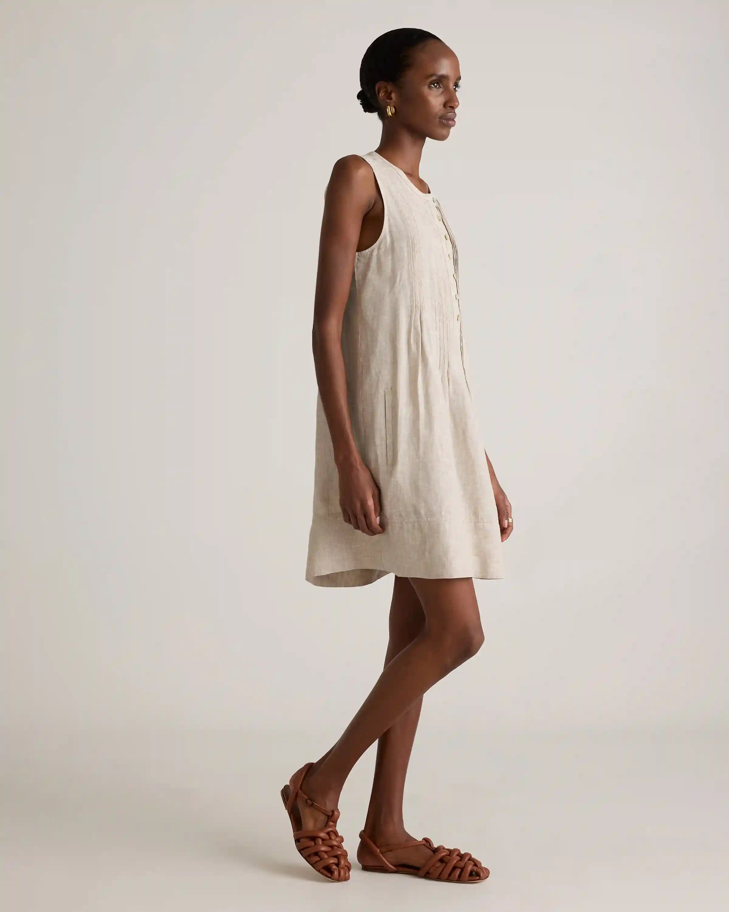 100% European Linen Sleeveless Swing Dress