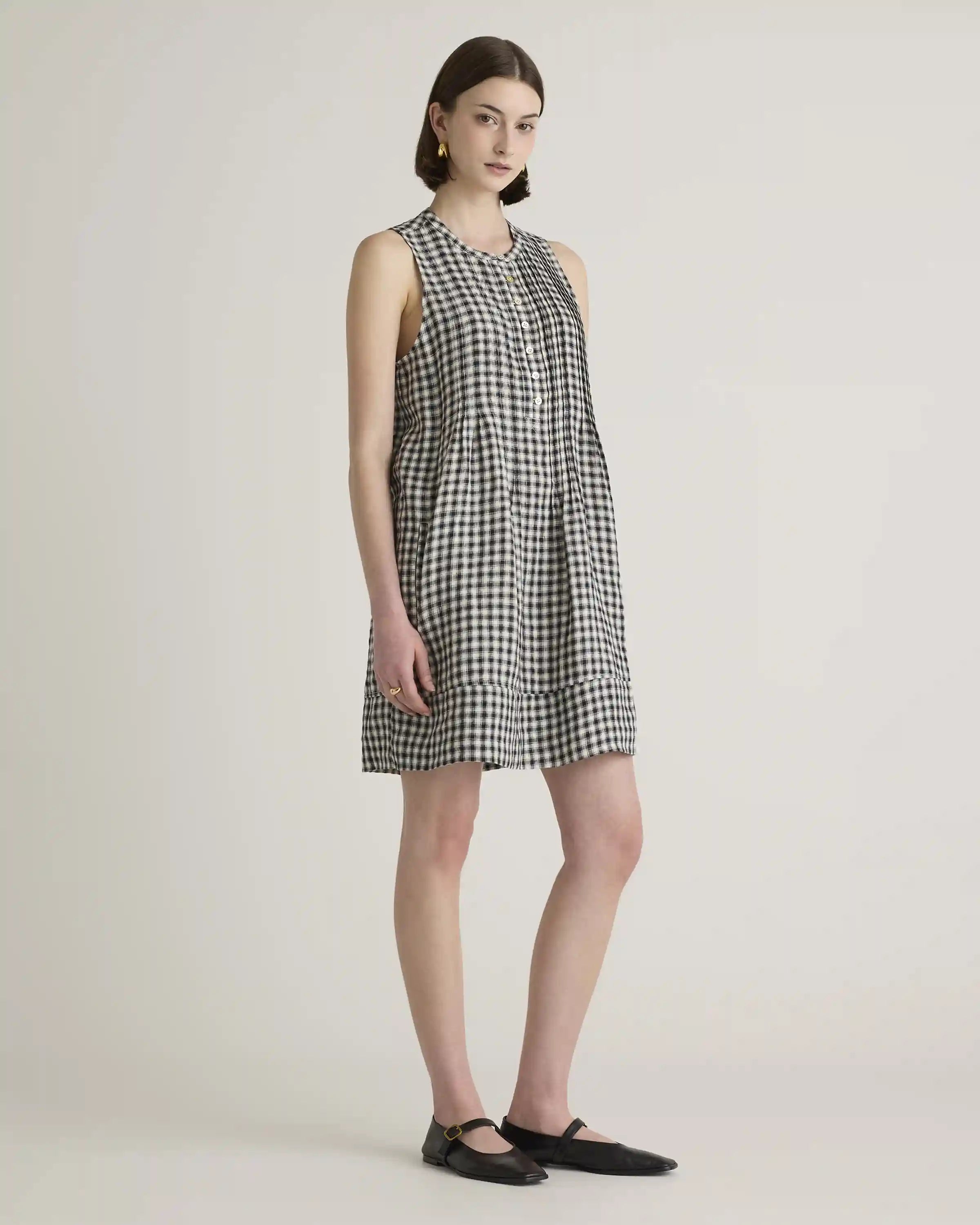 100% European Linen Sleeveless Swing Dress