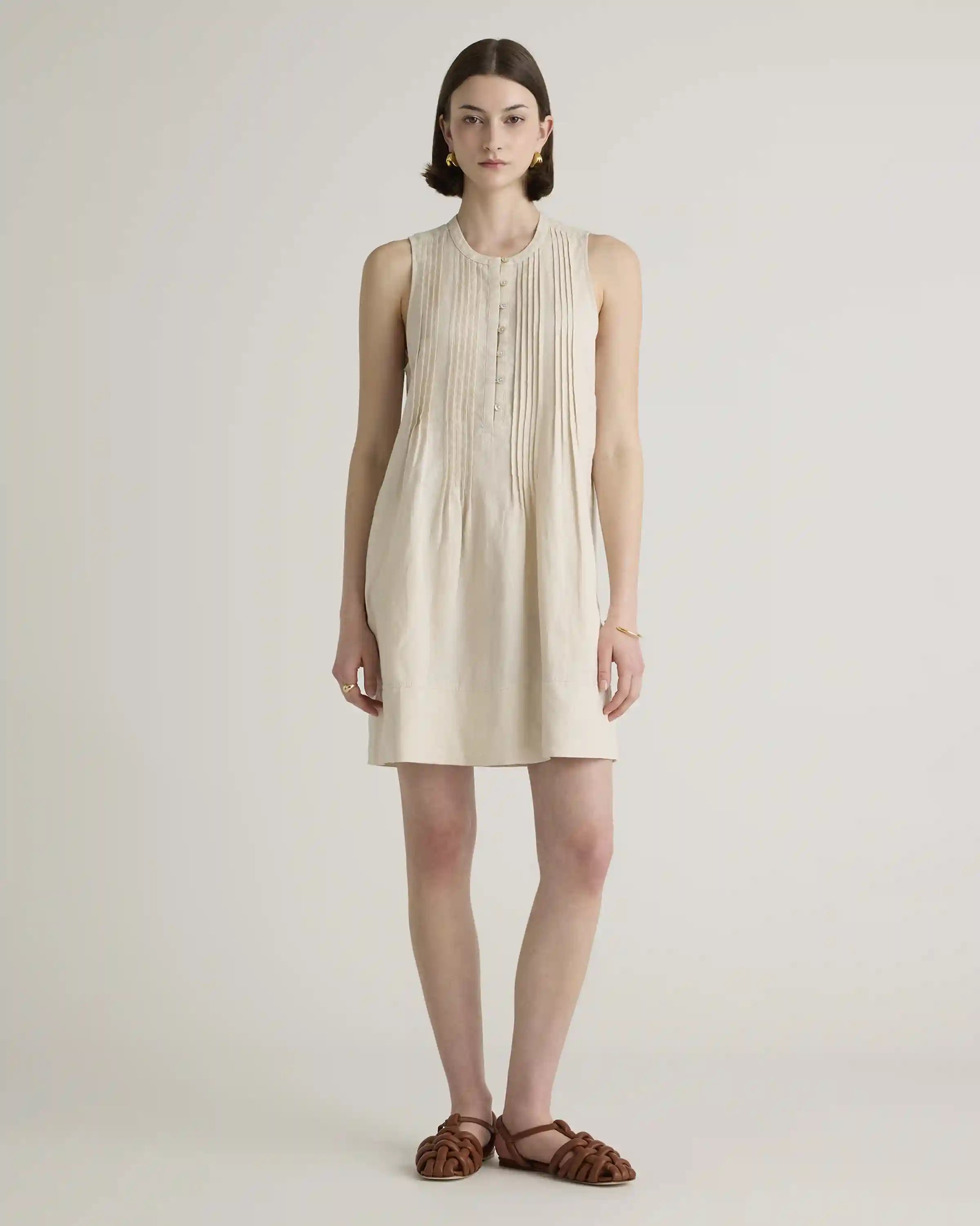 100% European Linen Sleeveless Swing Dress