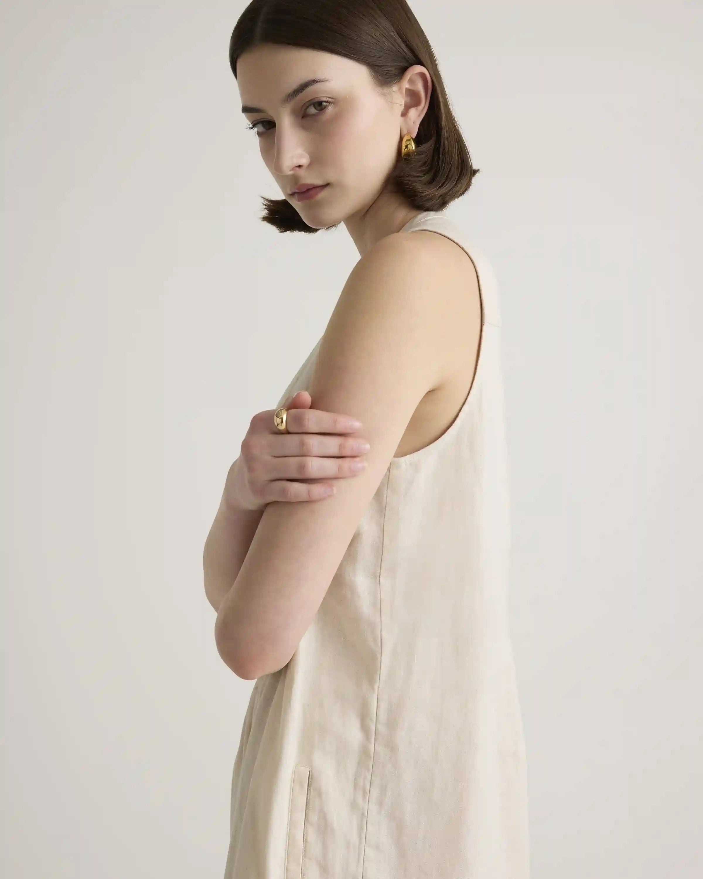 100% European Linen Sleeveless Swing Dress