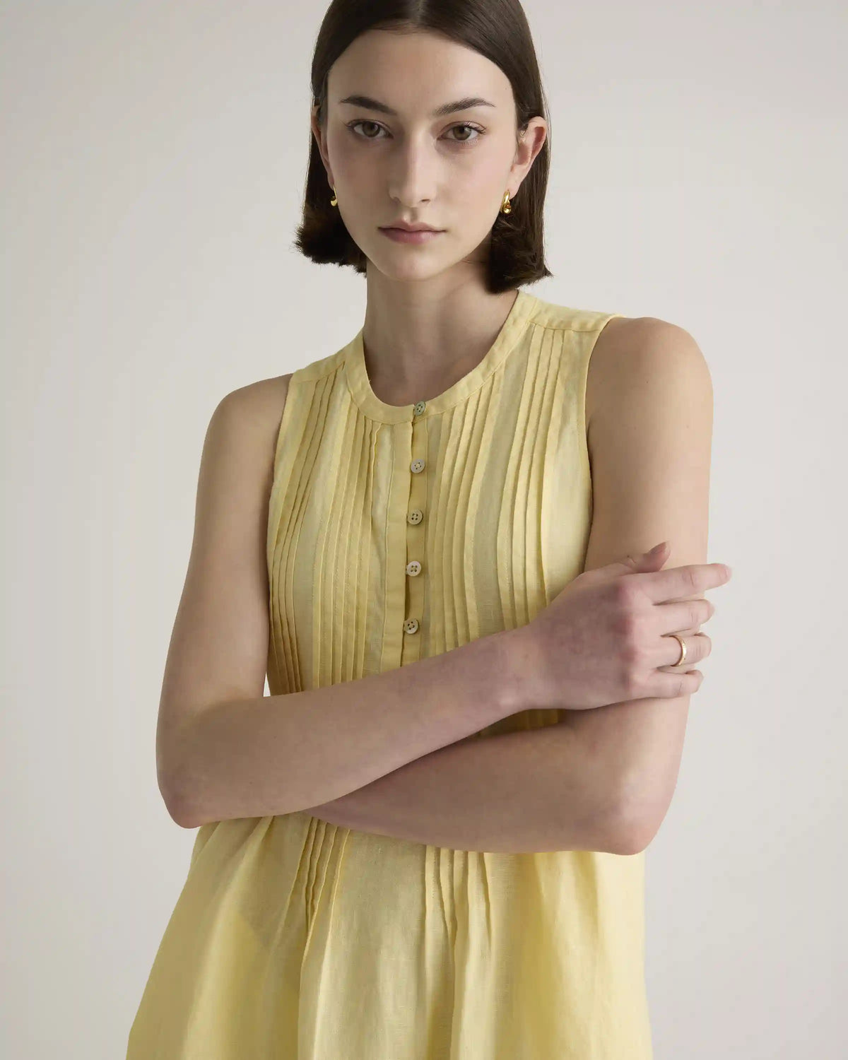 100% European Linen Sleeveless Swing Dress