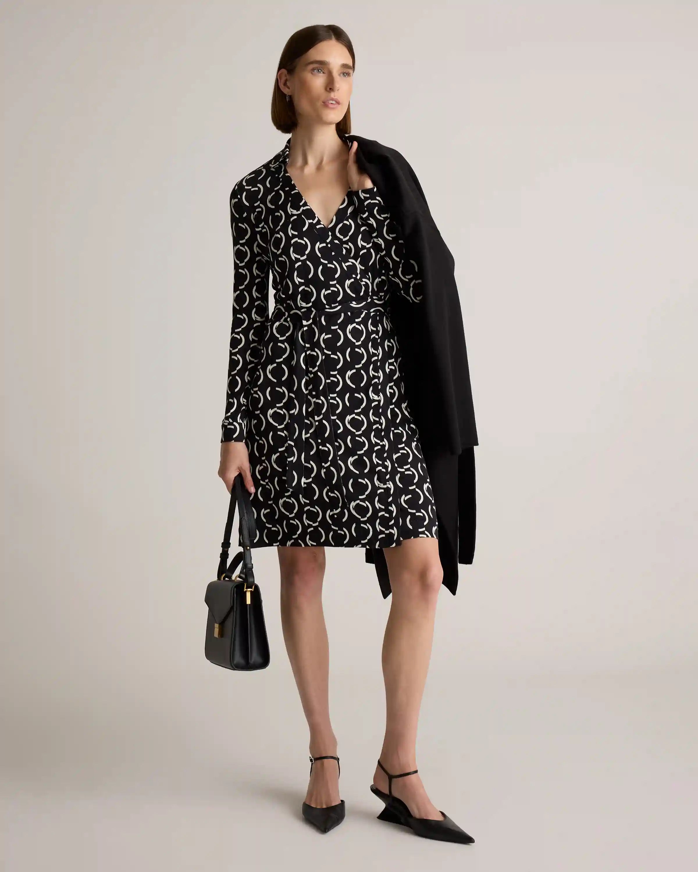 100% Silk Jersey Mini Wrap Dress