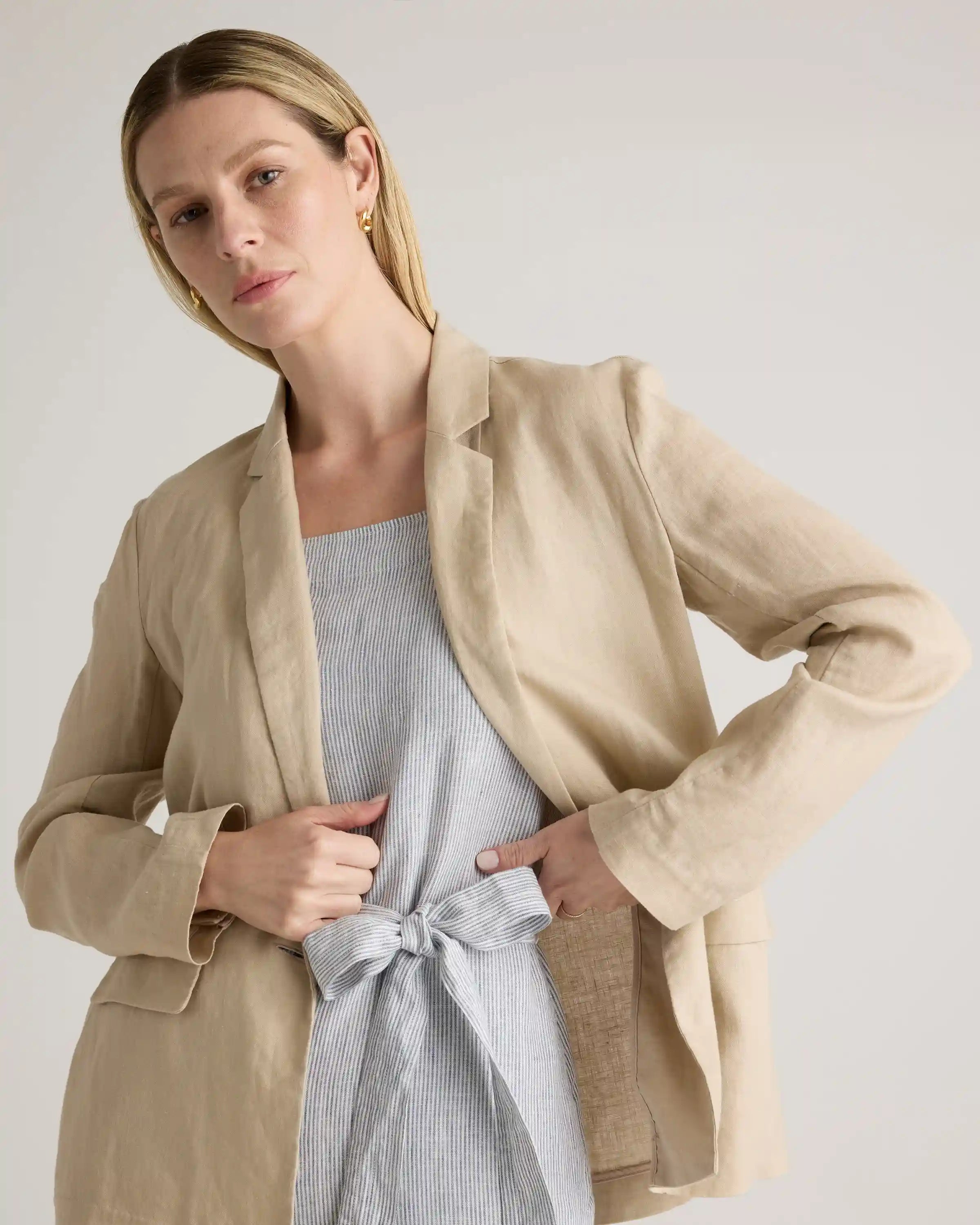 100% European Linen Square Neck Jumpsuit