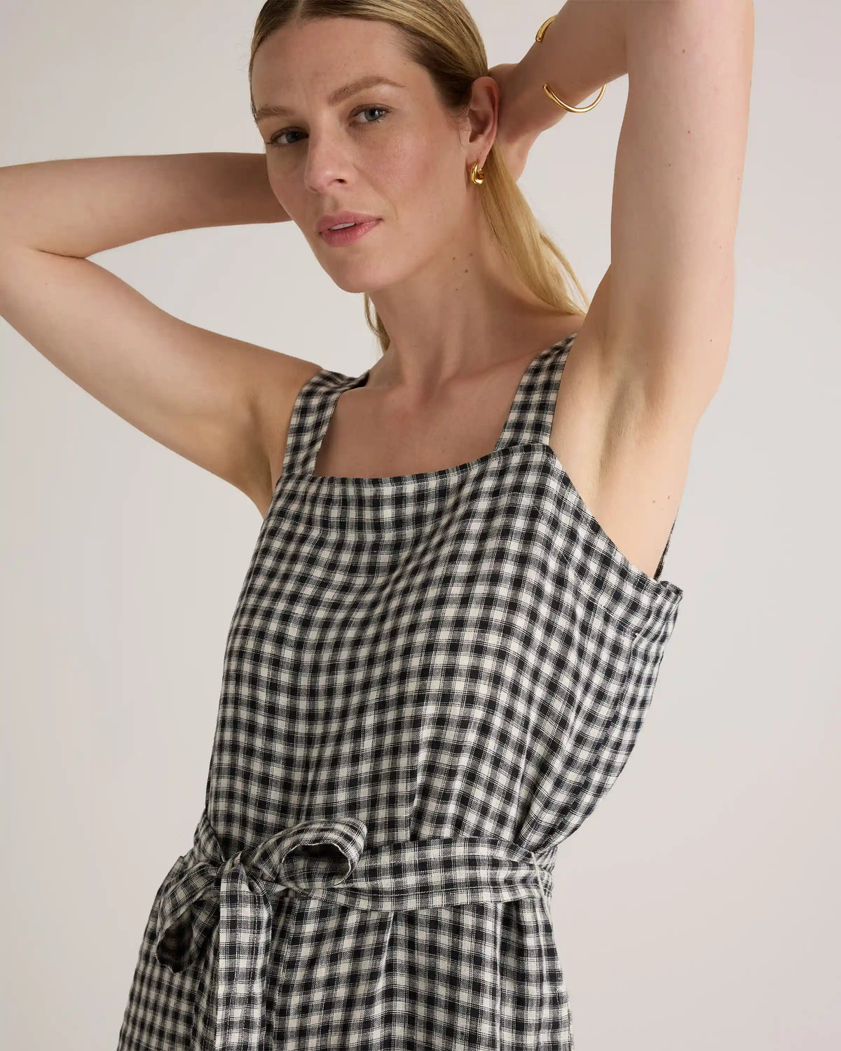 100% European Linen Square Neck Jumpsuit