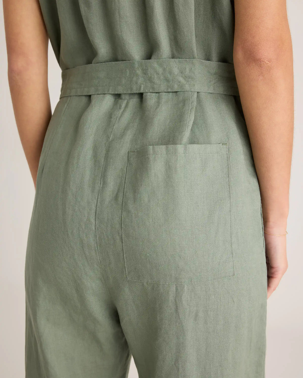 100% European Linen Square Neck Jumpsuit