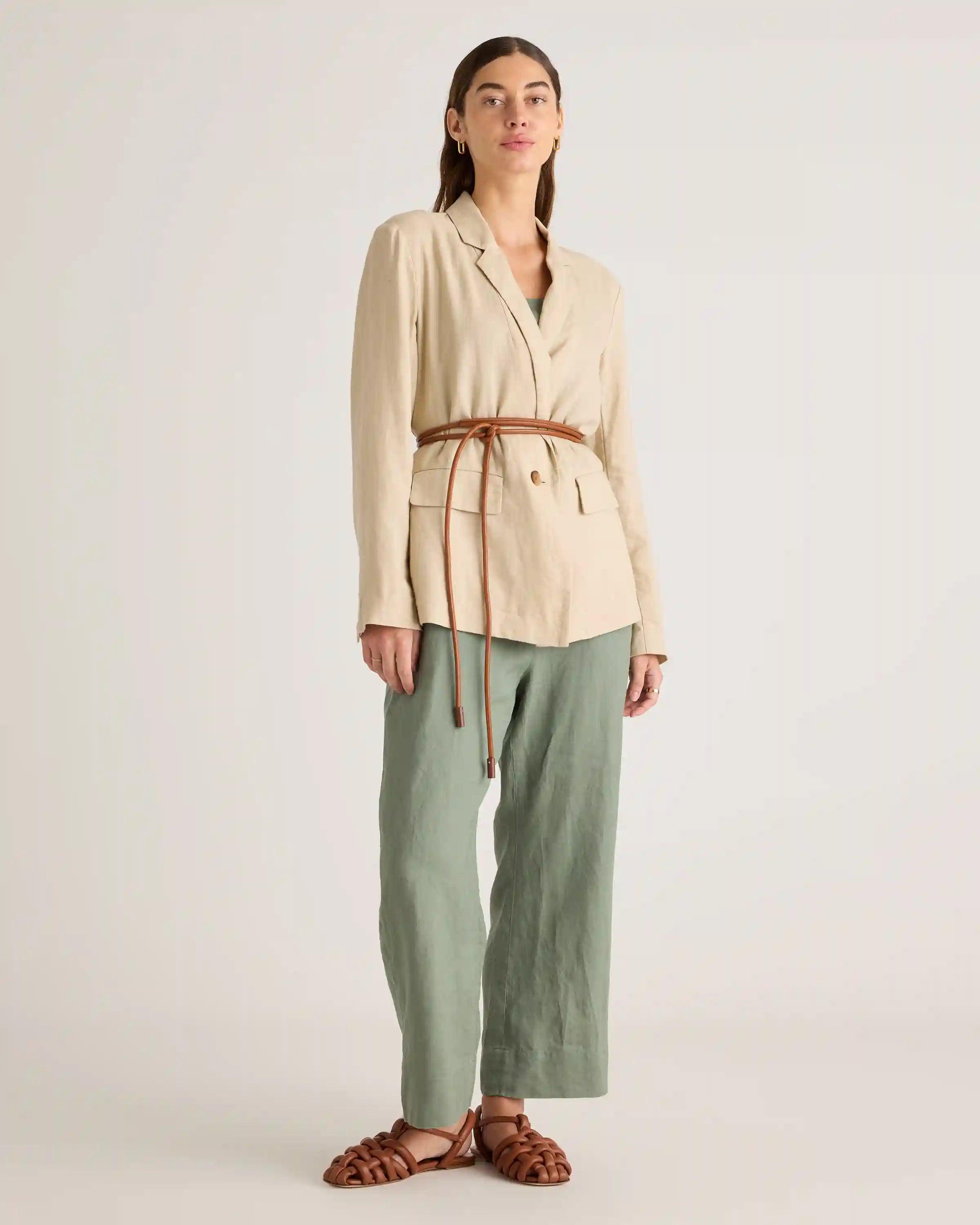 100% European Linen Square Neck Jumpsuit
