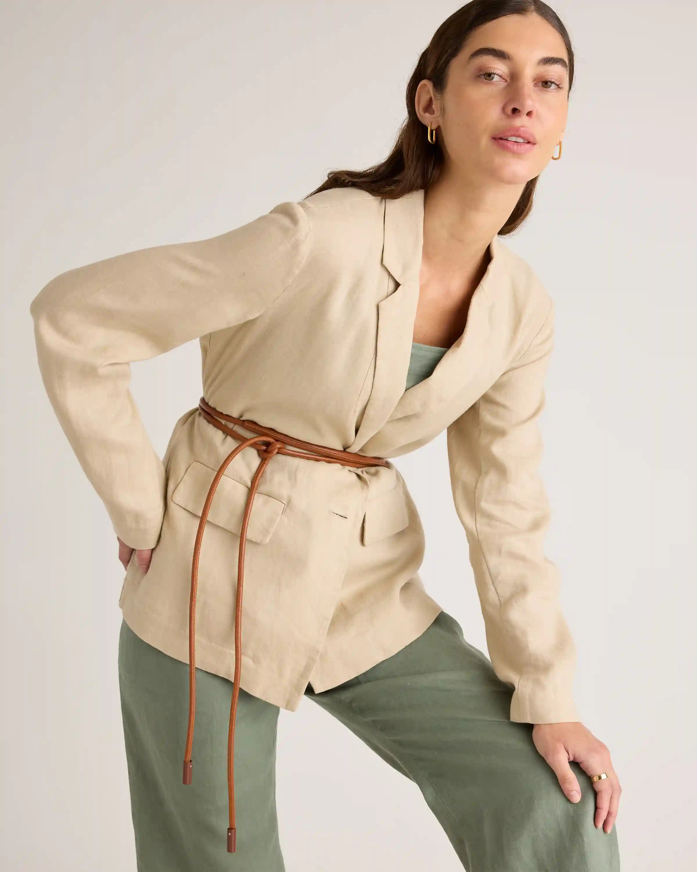 100% European Linen Square Neck Jumpsuit