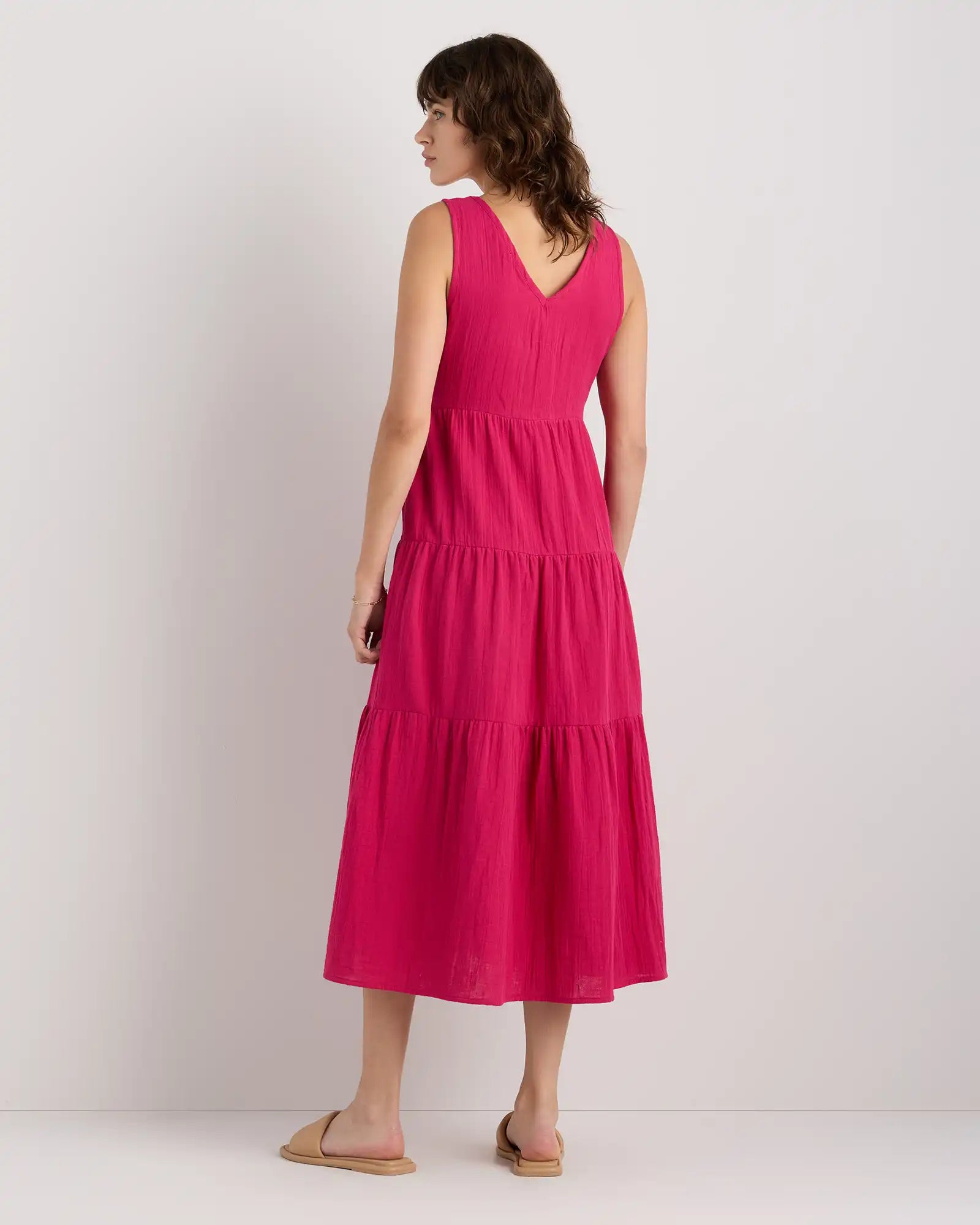 100% Organic Cotton Gauze Tiered Maxi Dress