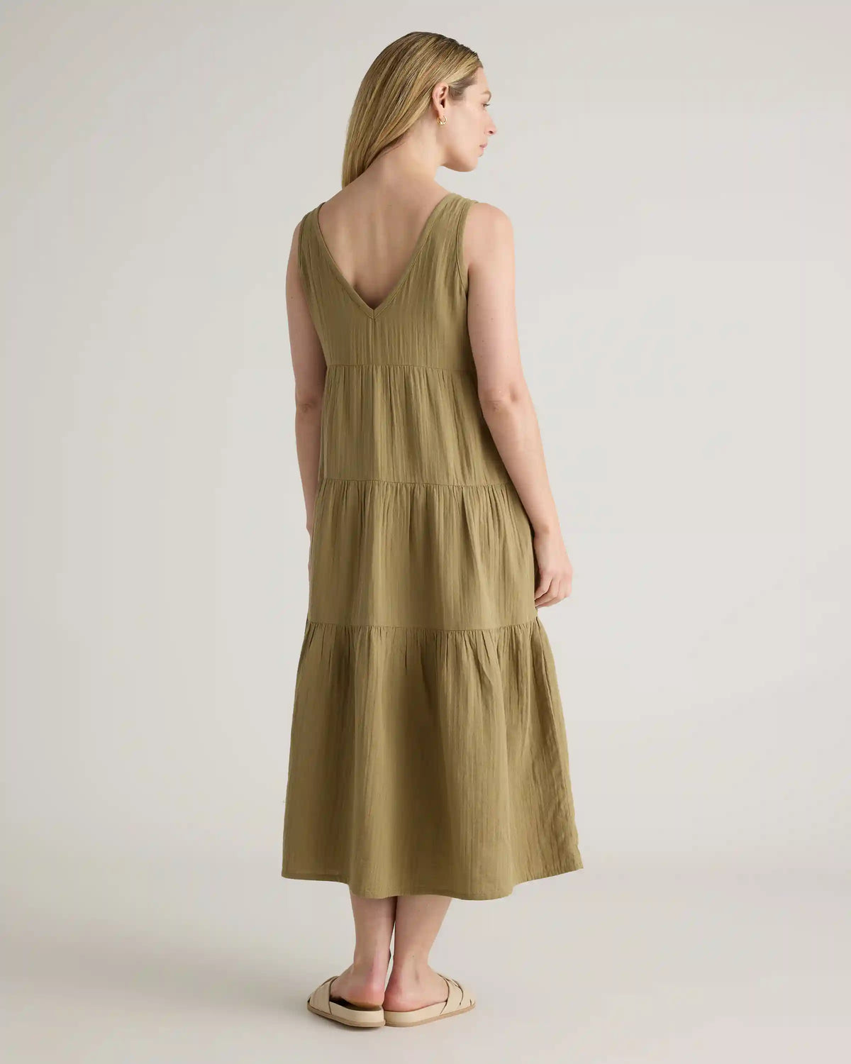 100% Organic Cotton Gauze Tiered Maxi Dress