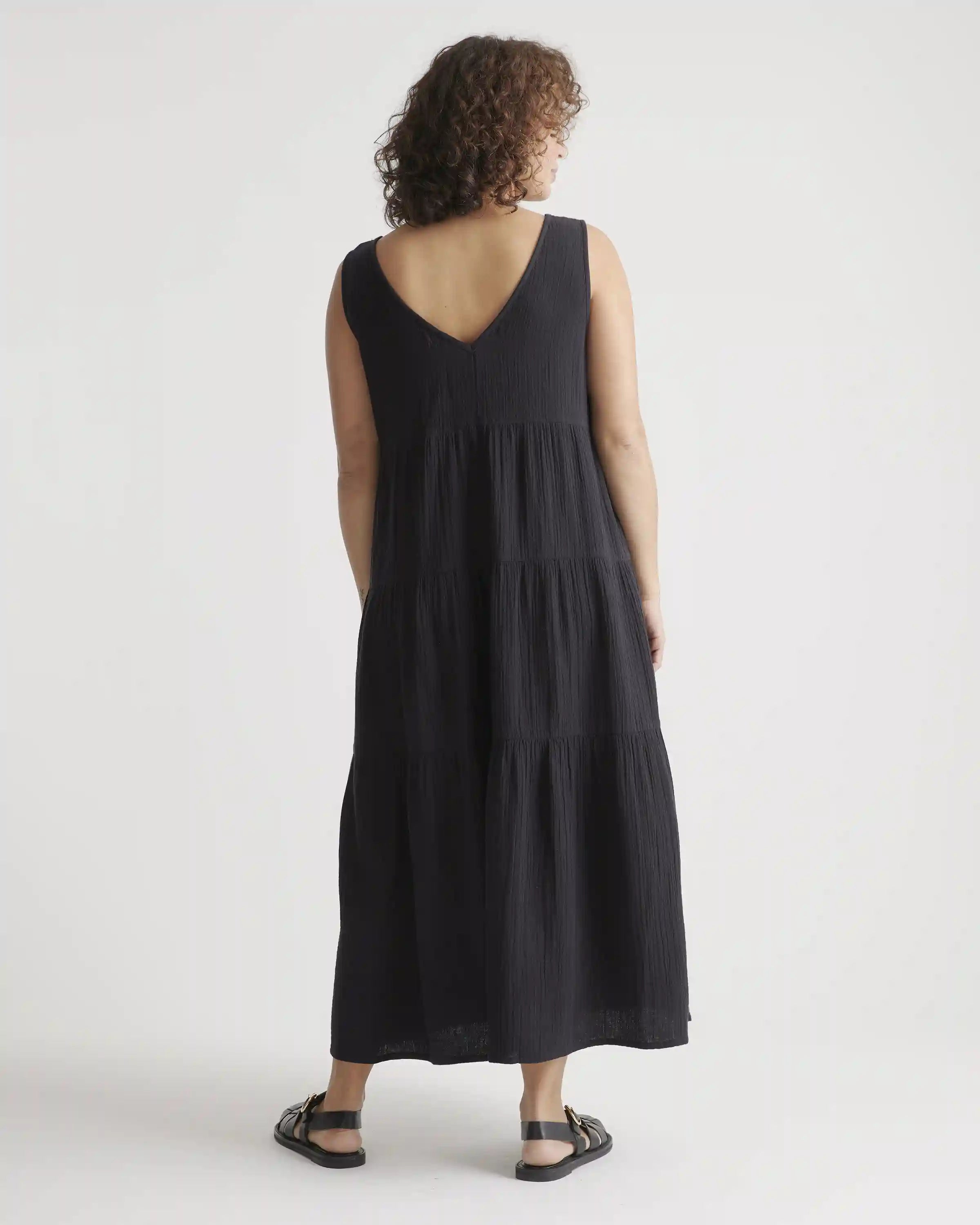 100% Organic Cotton Gauze Tiered Maxi Dress