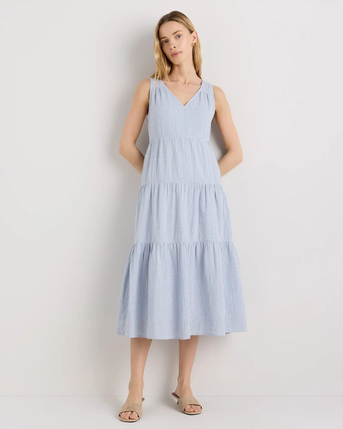 100% Organic Cotton Gauze Tiered Maxi Dress