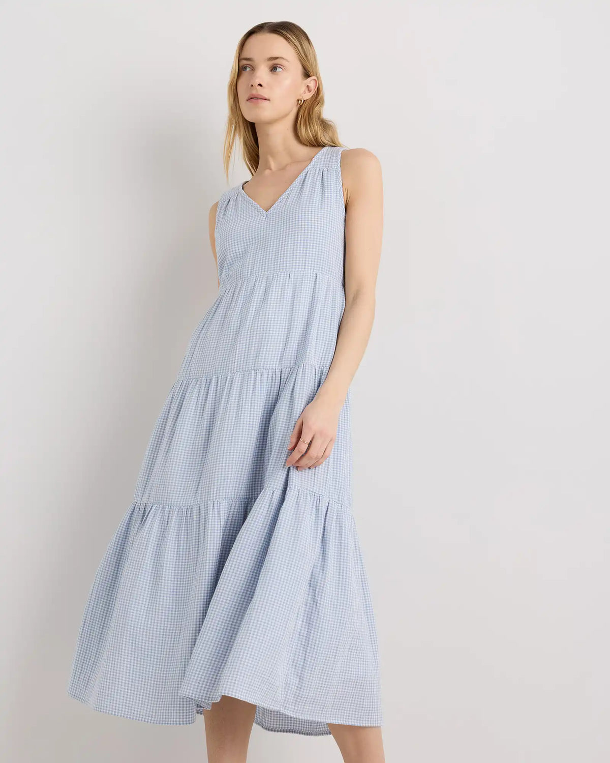 100% Organic Cotton Gauze Tiered Maxi Dress
