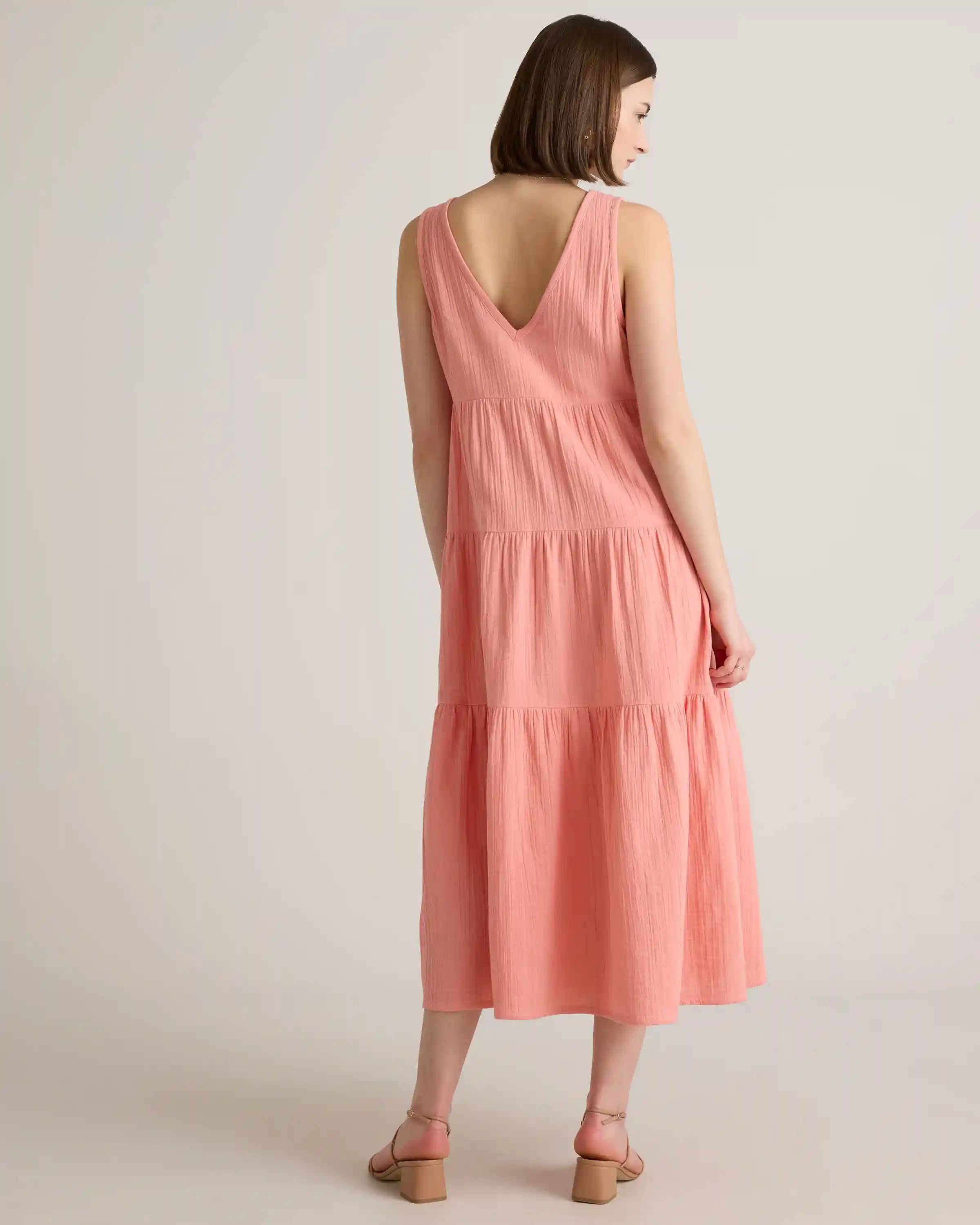 100% Organic Cotton Gauze Tiered Maxi Dress