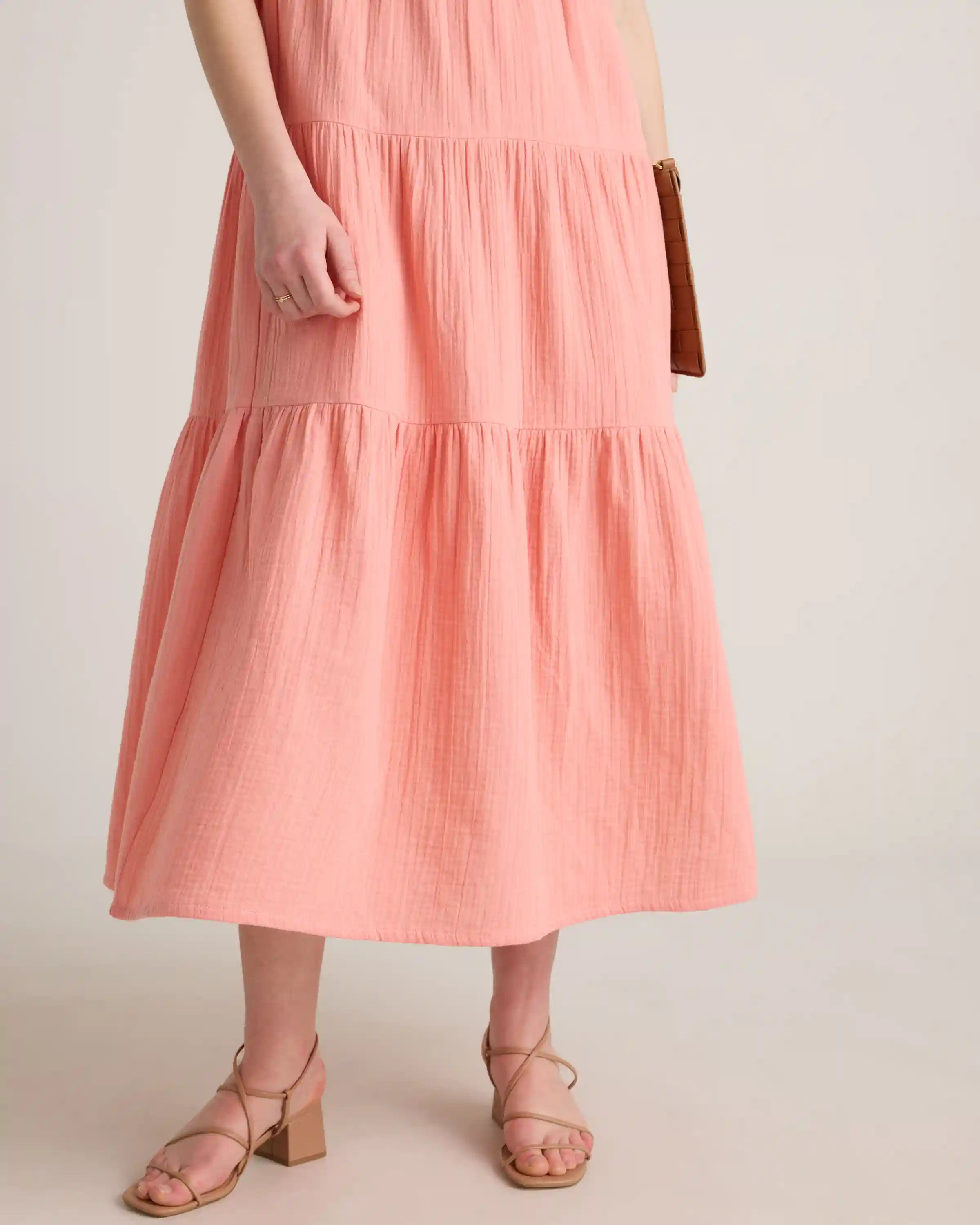 100% Organic Cotton Gauze Tiered Maxi Dress