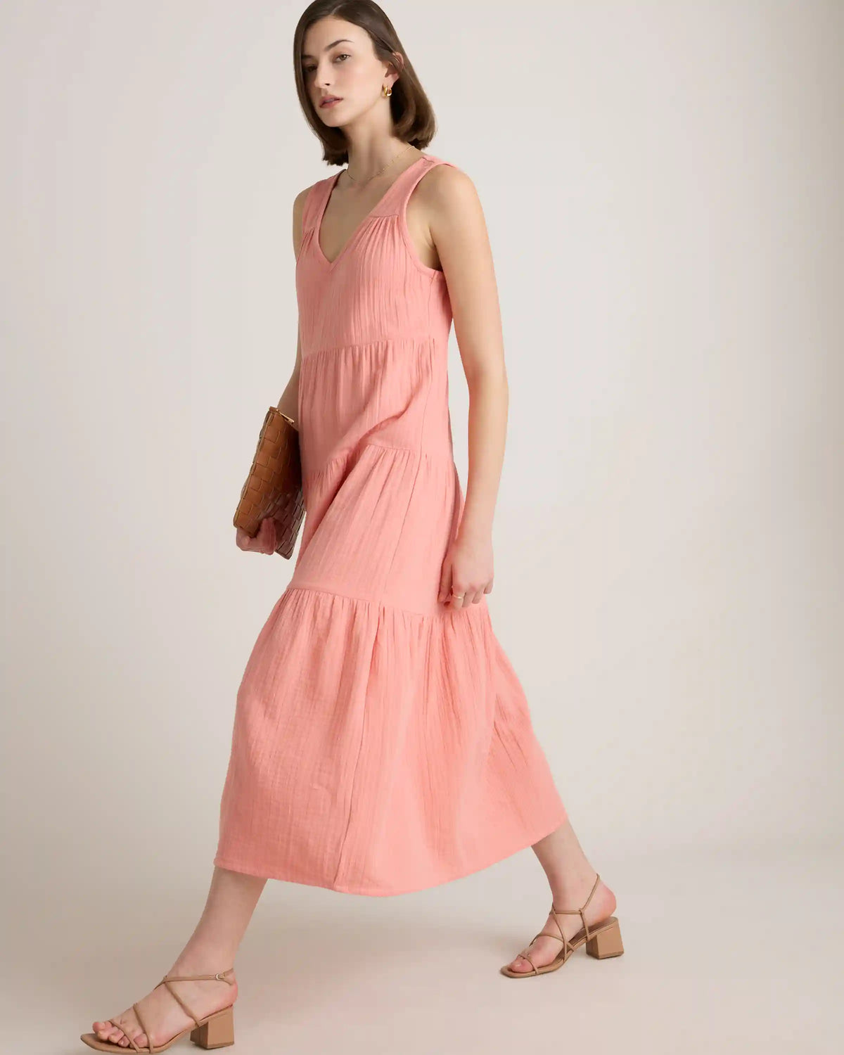 100% Organic Cotton Gauze Tiered Maxi Dress