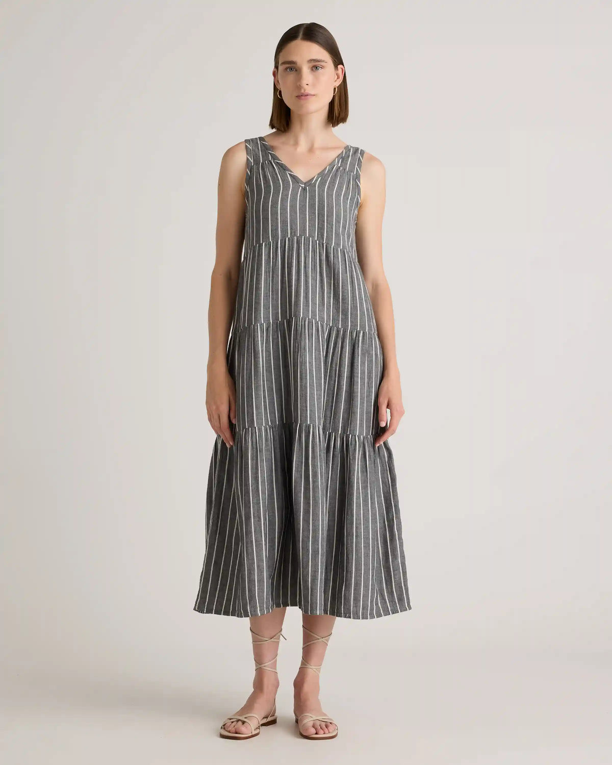 100% Organic Cotton Gauze Tiered Maxi Dress
