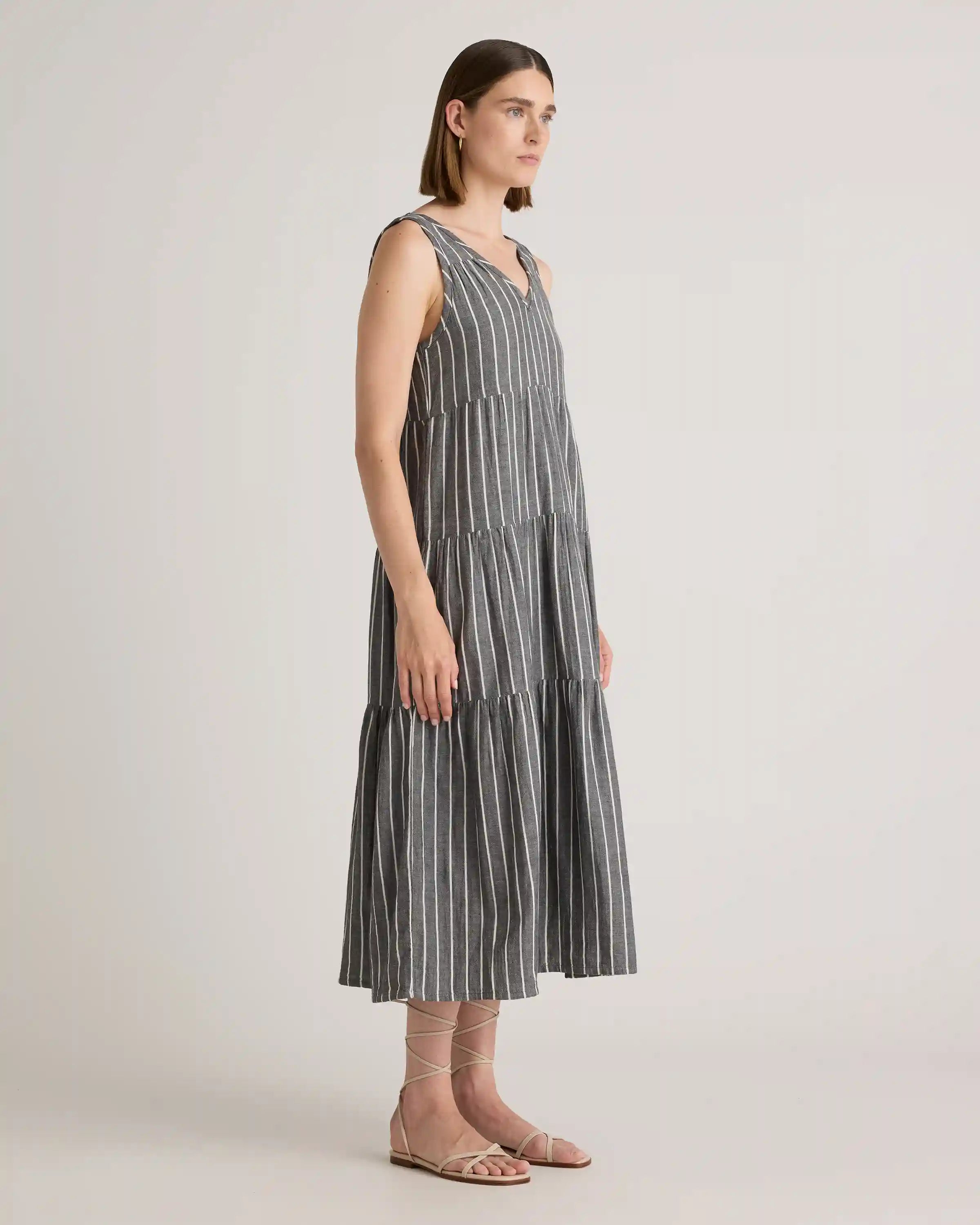 100% Organic Cotton Gauze Tiered Maxi Dress