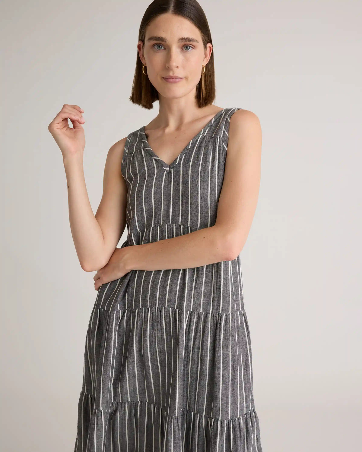 100% Organic Cotton Gauze Tiered Maxi Dress