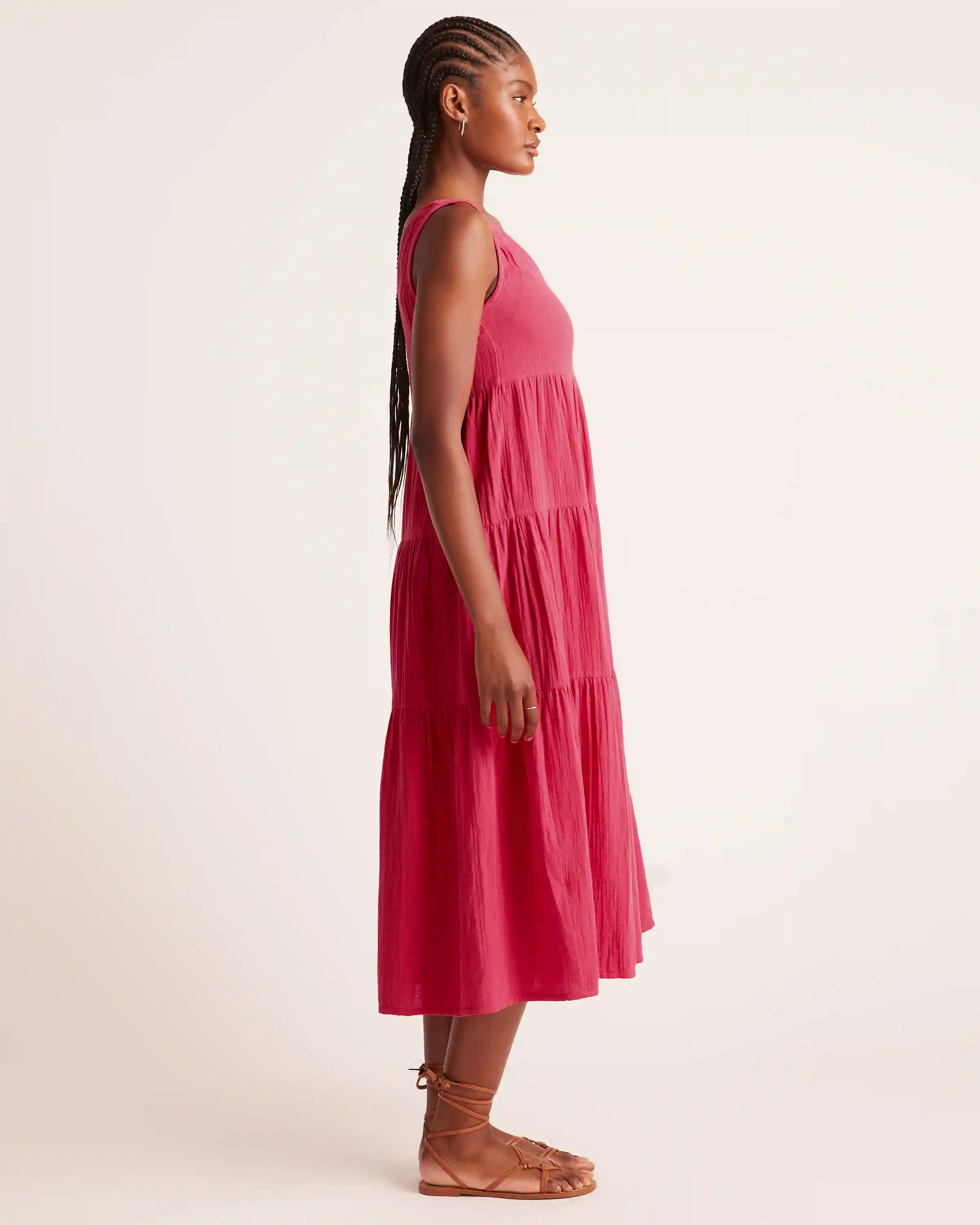 100% Organic Cotton Gauze Tiered Maxi Dress