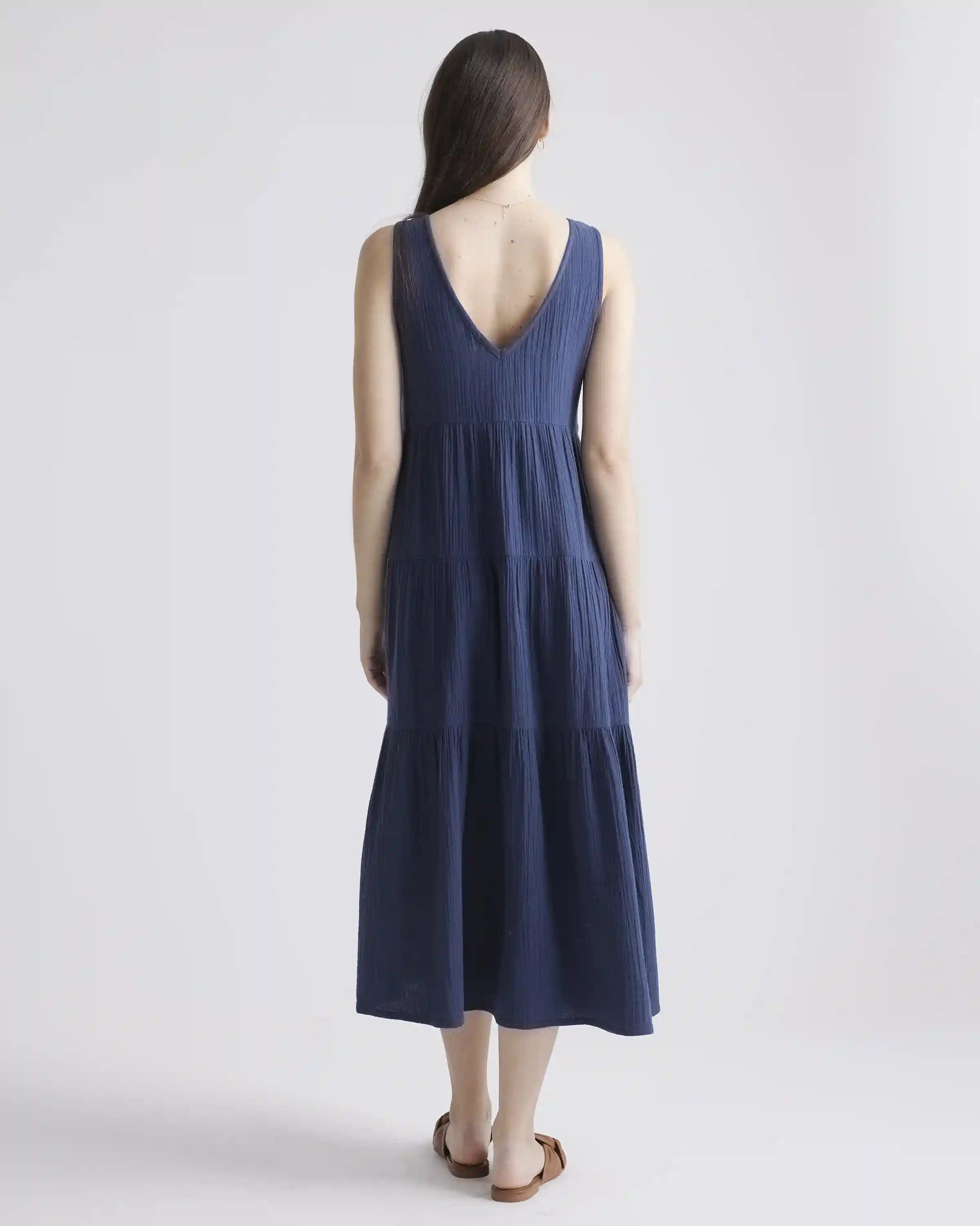 100% Organic Cotton Gauze Tiered Maxi Dress