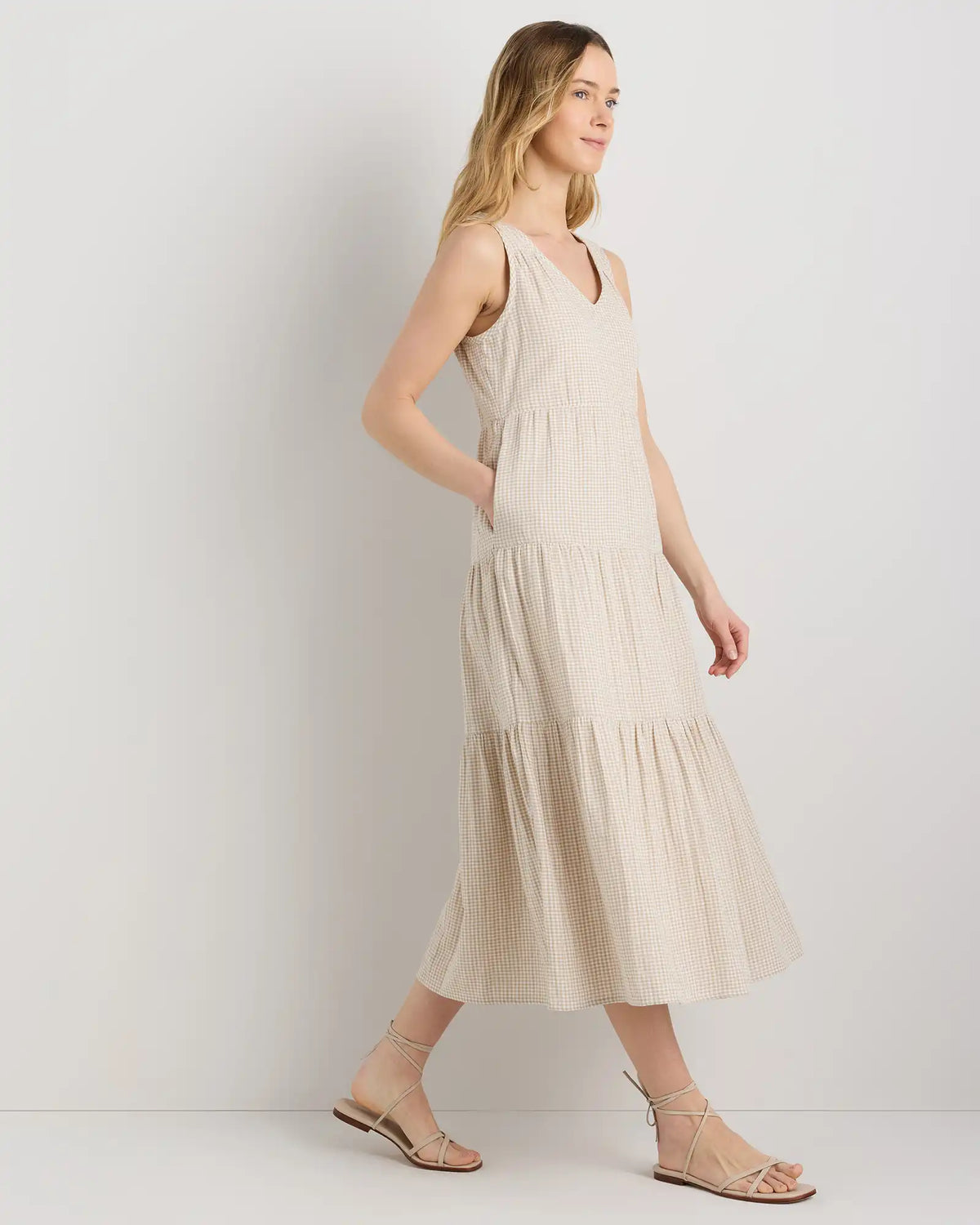 100% Organic Cotton Gauze Tiered Maxi Dress