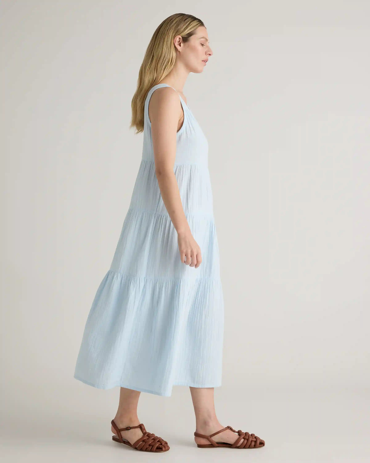 100% Organic Cotton Gauze Tiered Maxi Dress