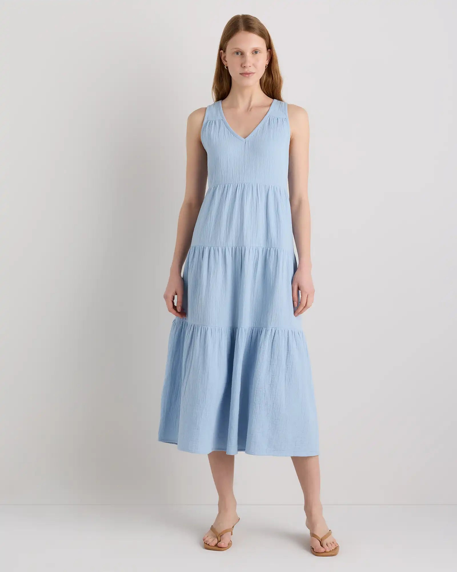 100% Organic Cotton Gauze Tiered Maxi Dress