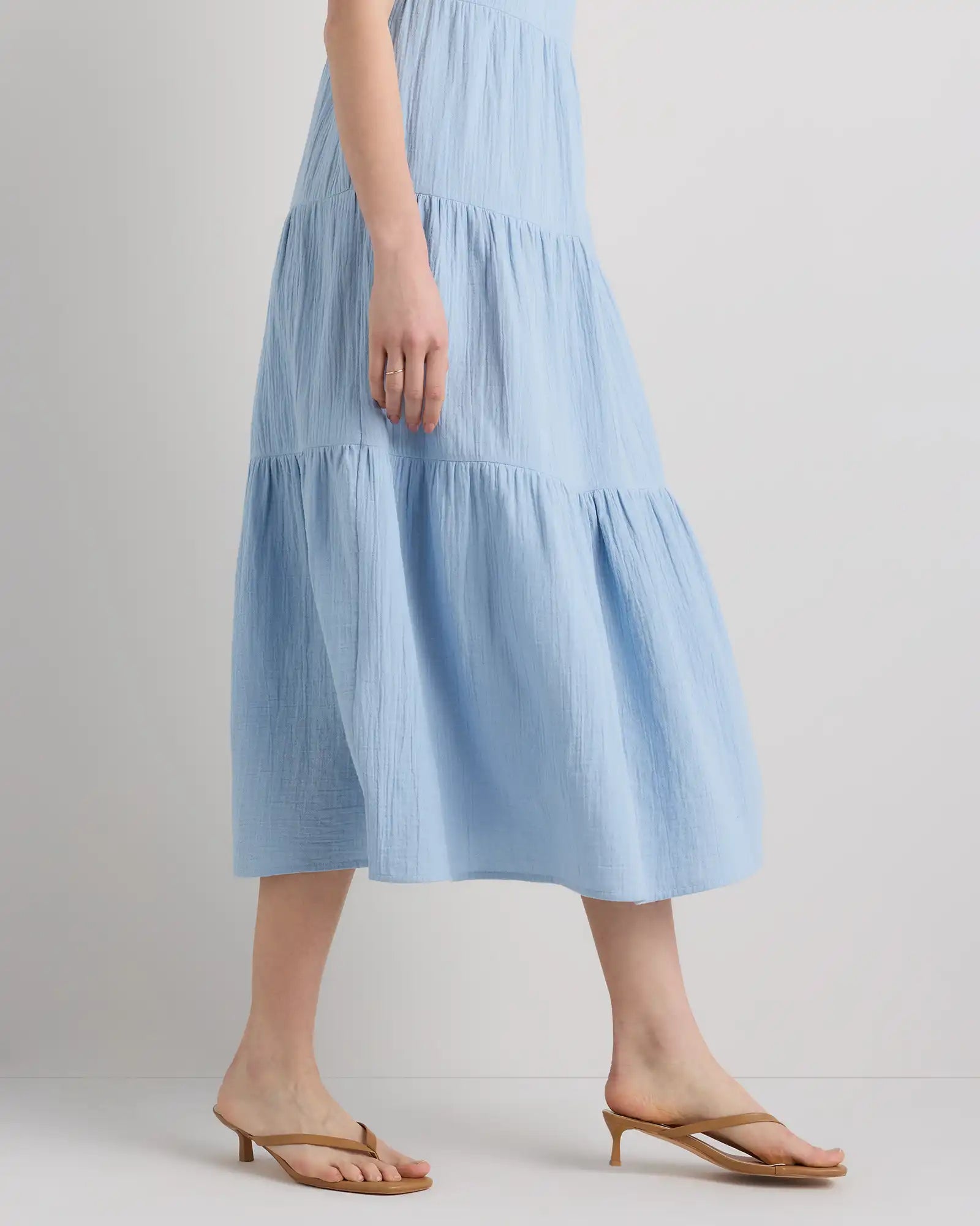 100% Organic Cotton Gauze Tiered Maxi Dress