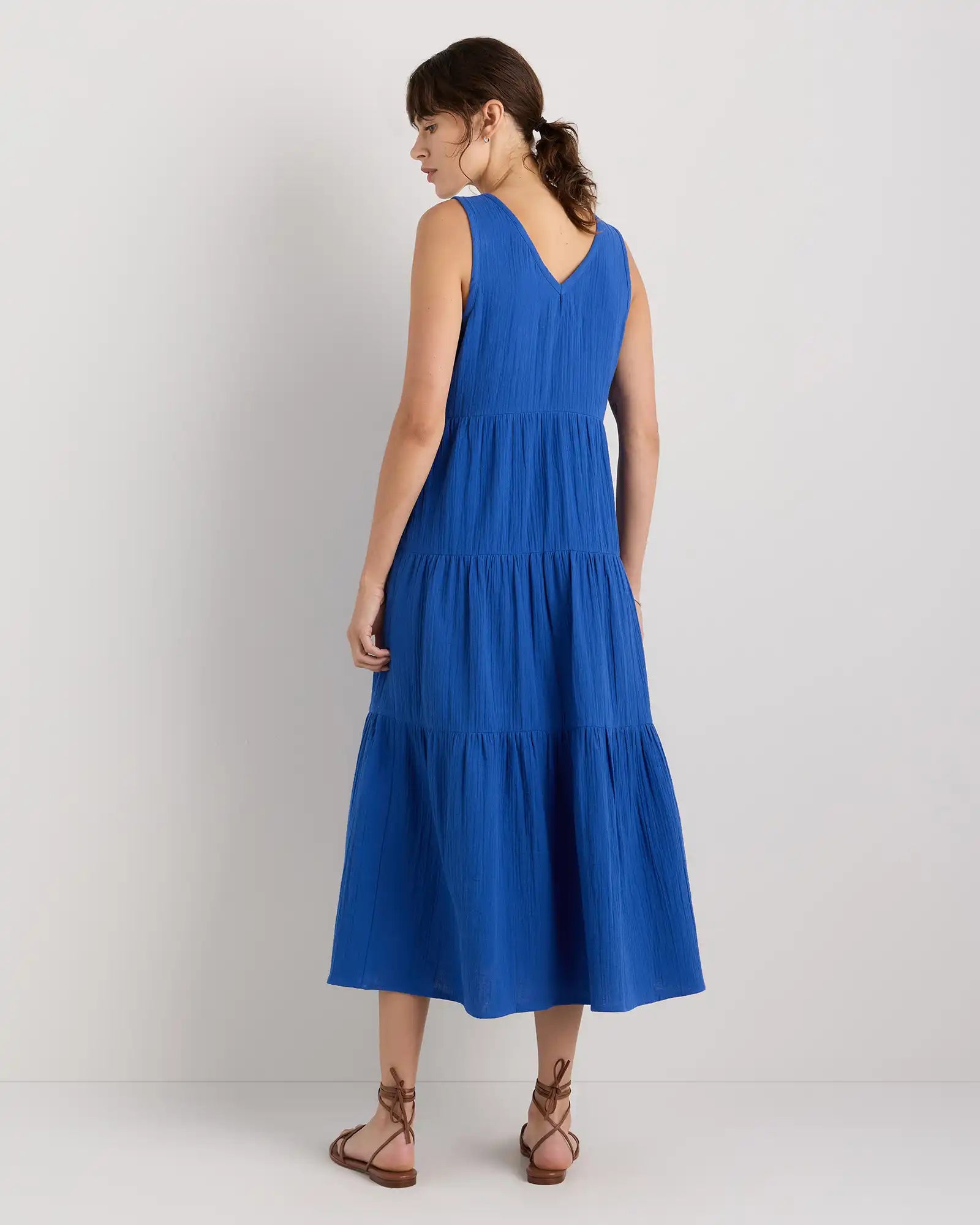 100% Organic Cotton Gauze Tiered Maxi Dress