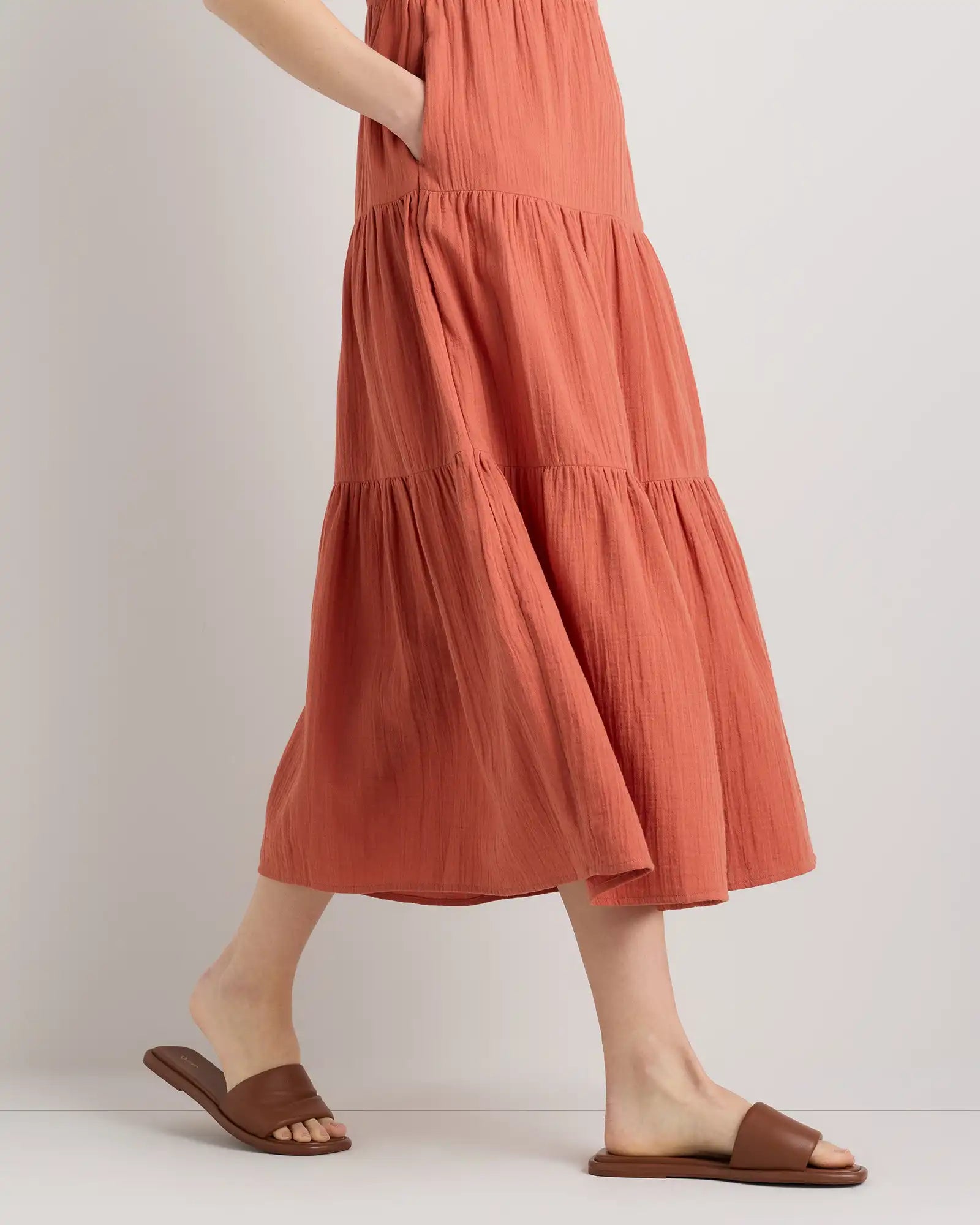 100% Organic Cotton Gauze Tiered Maxi Dress
