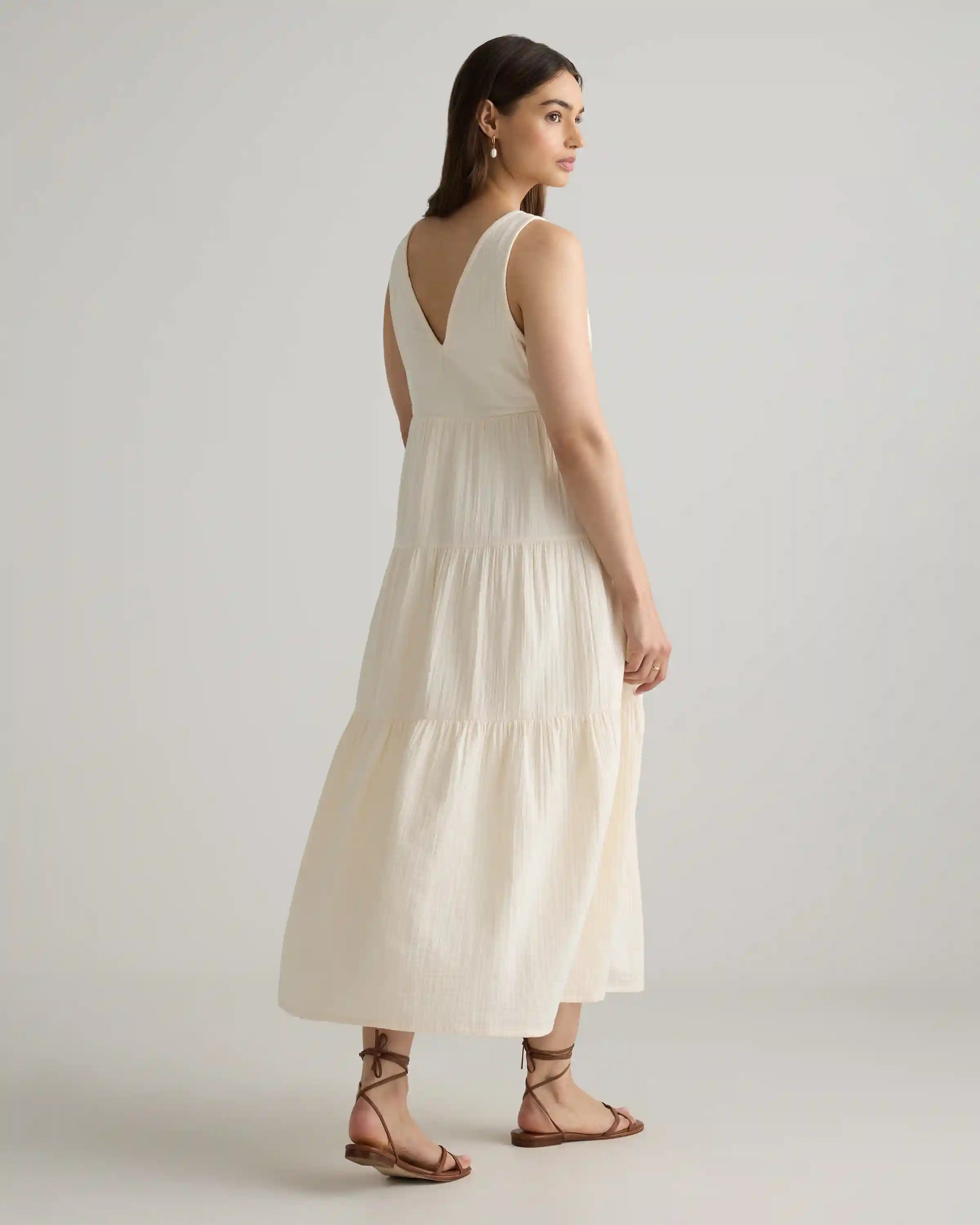 100% Organic Cotton Gauze Tiered Maxi Dress