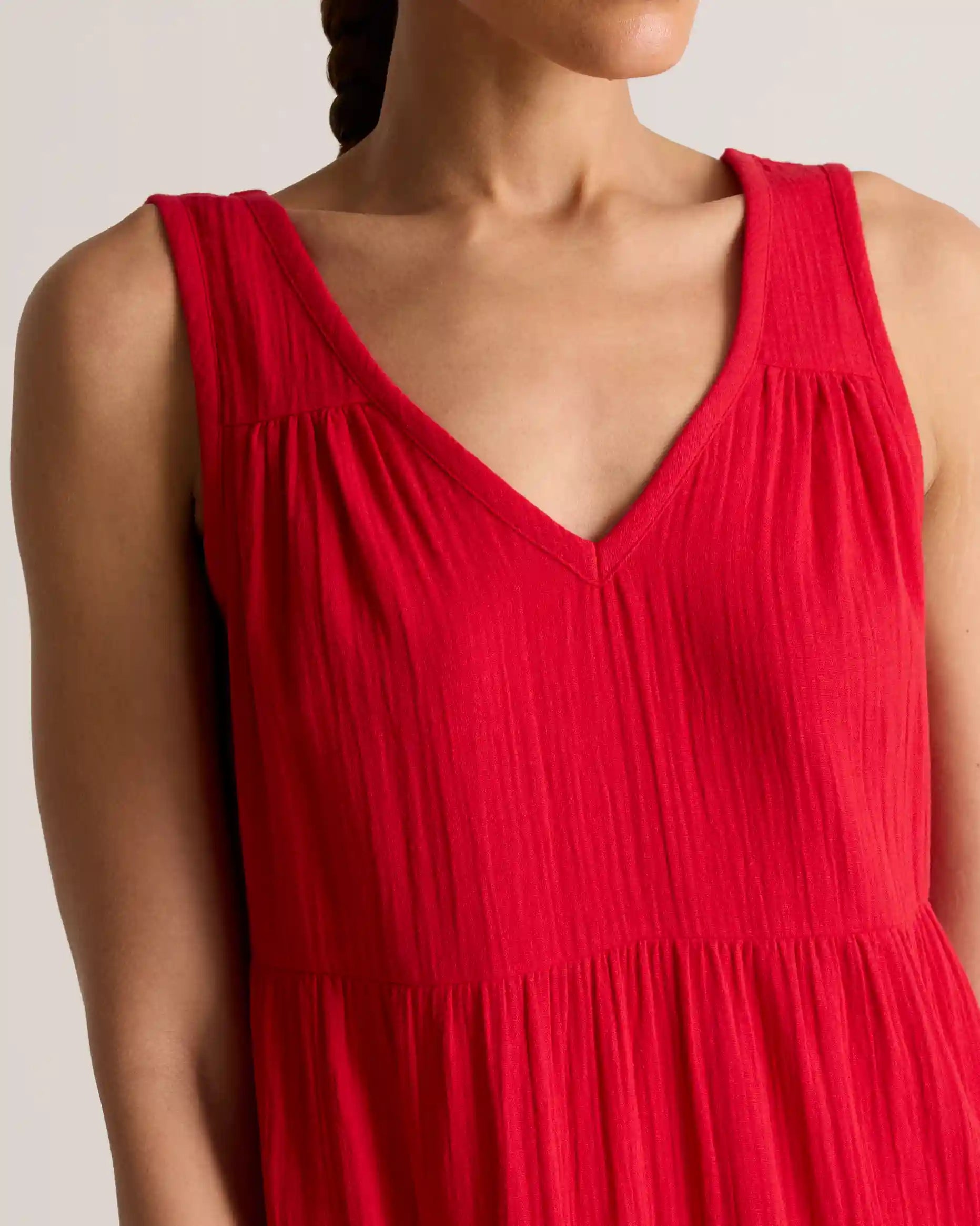 100% Organic Cotton Gauze Tiered Maxi Dress