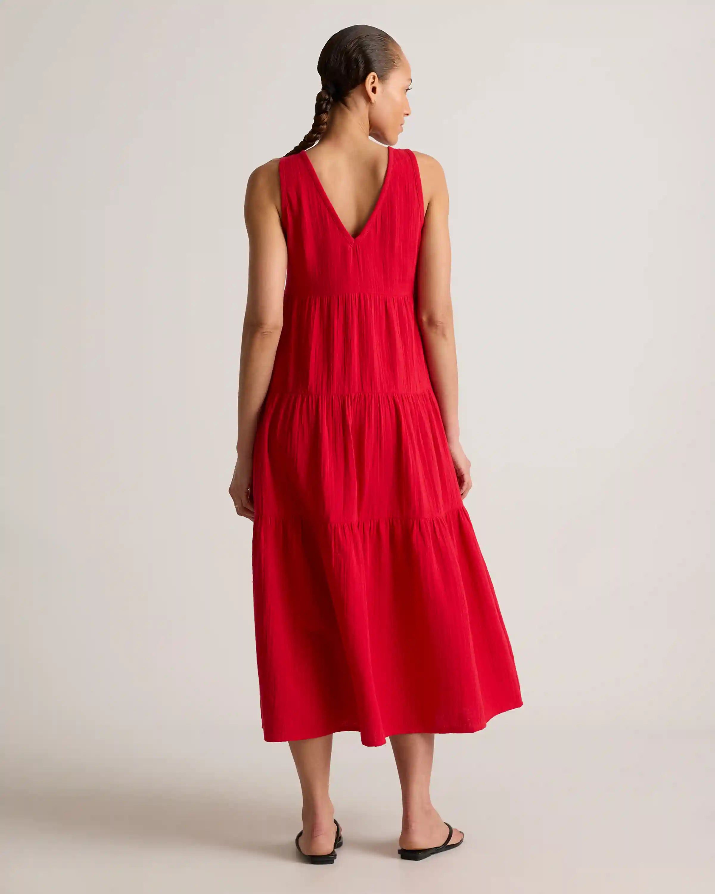 100% Organic Cotton Gauze Tiered Maxi Dress